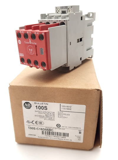 New Allen Bradley 100S-C16D05BC Safety Contactor 120V 3 N.O Power Poles 5 N.C Aux