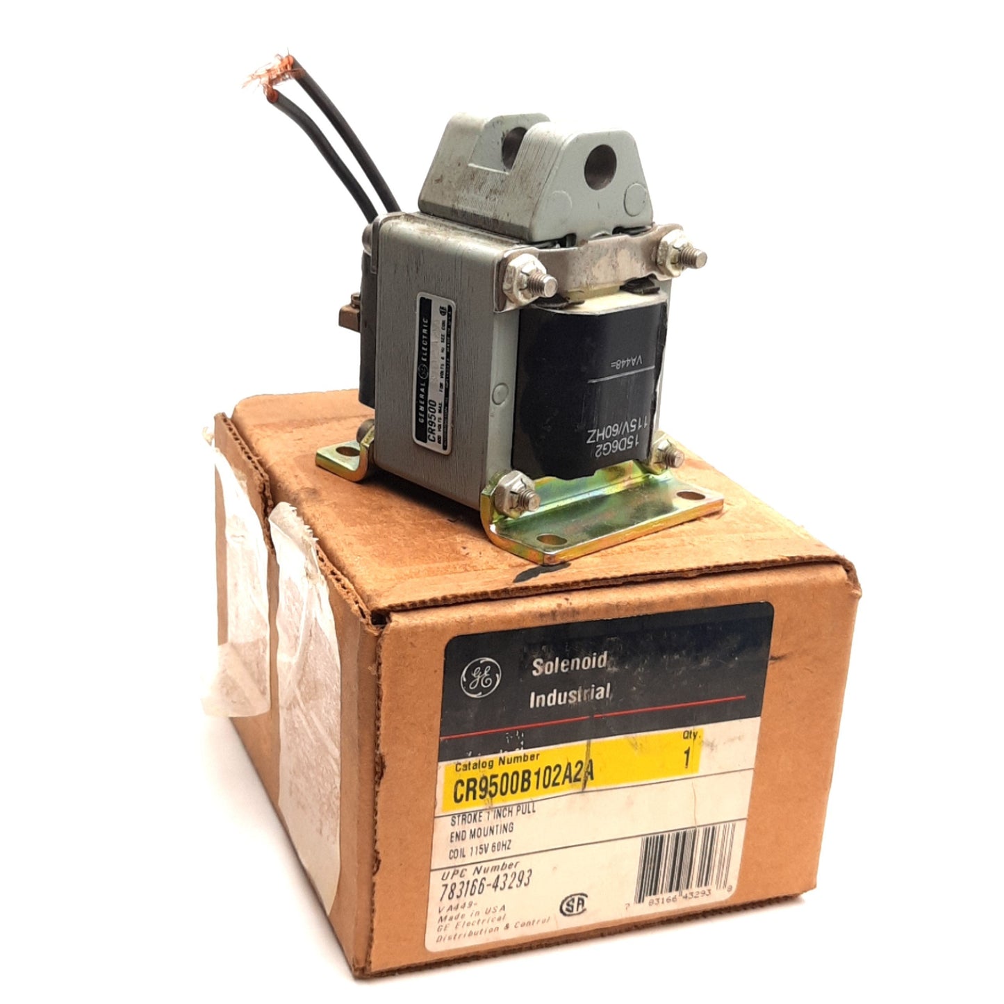 Used General Electric CR9500B102A2A Industrial Solenoid 1" Stroke Pull, 115V AC Coil