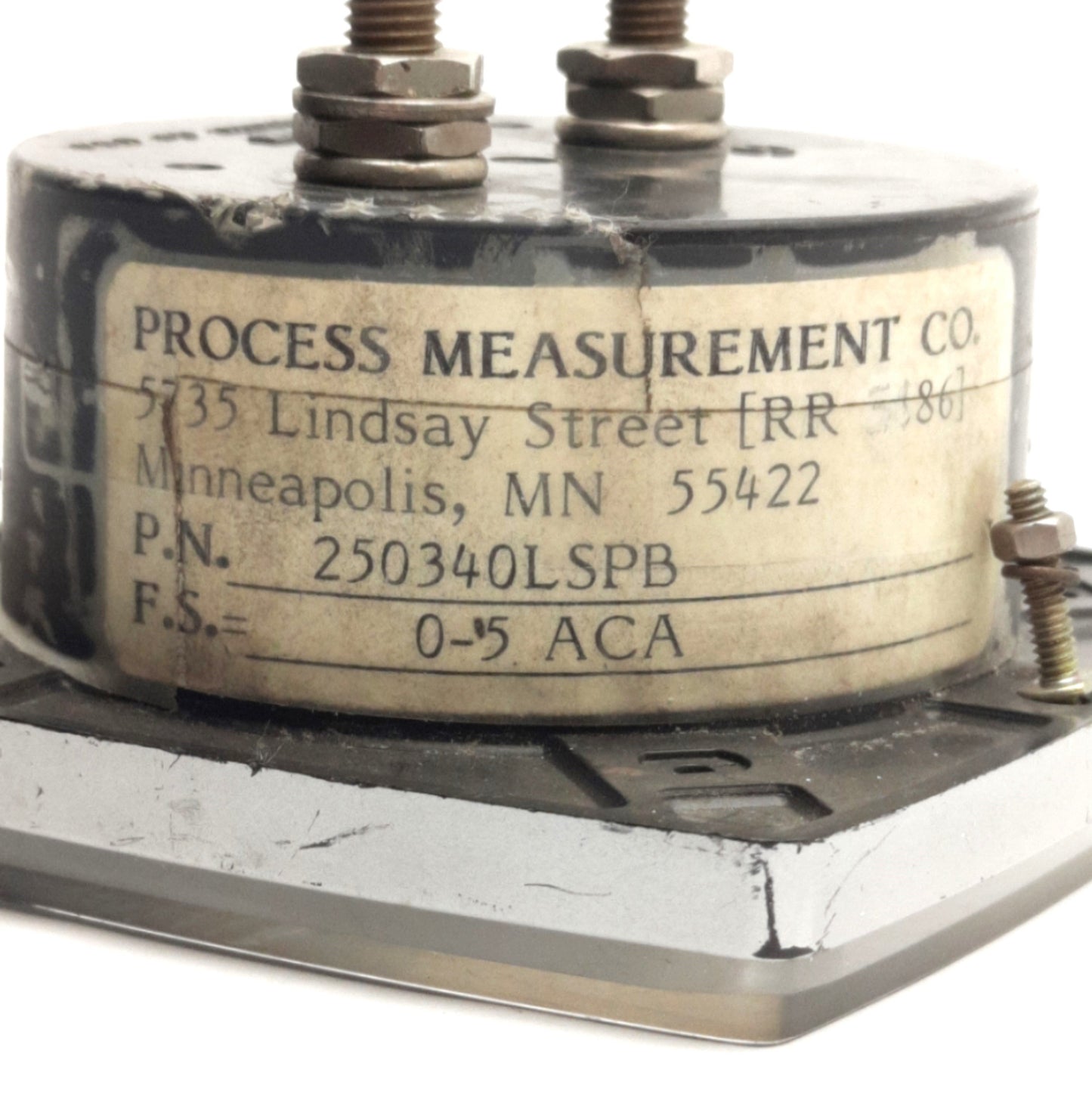Used Process Measurement Co 250340LSBP Current Panel Meter, 3.5" Face, 0-75 Amps AC