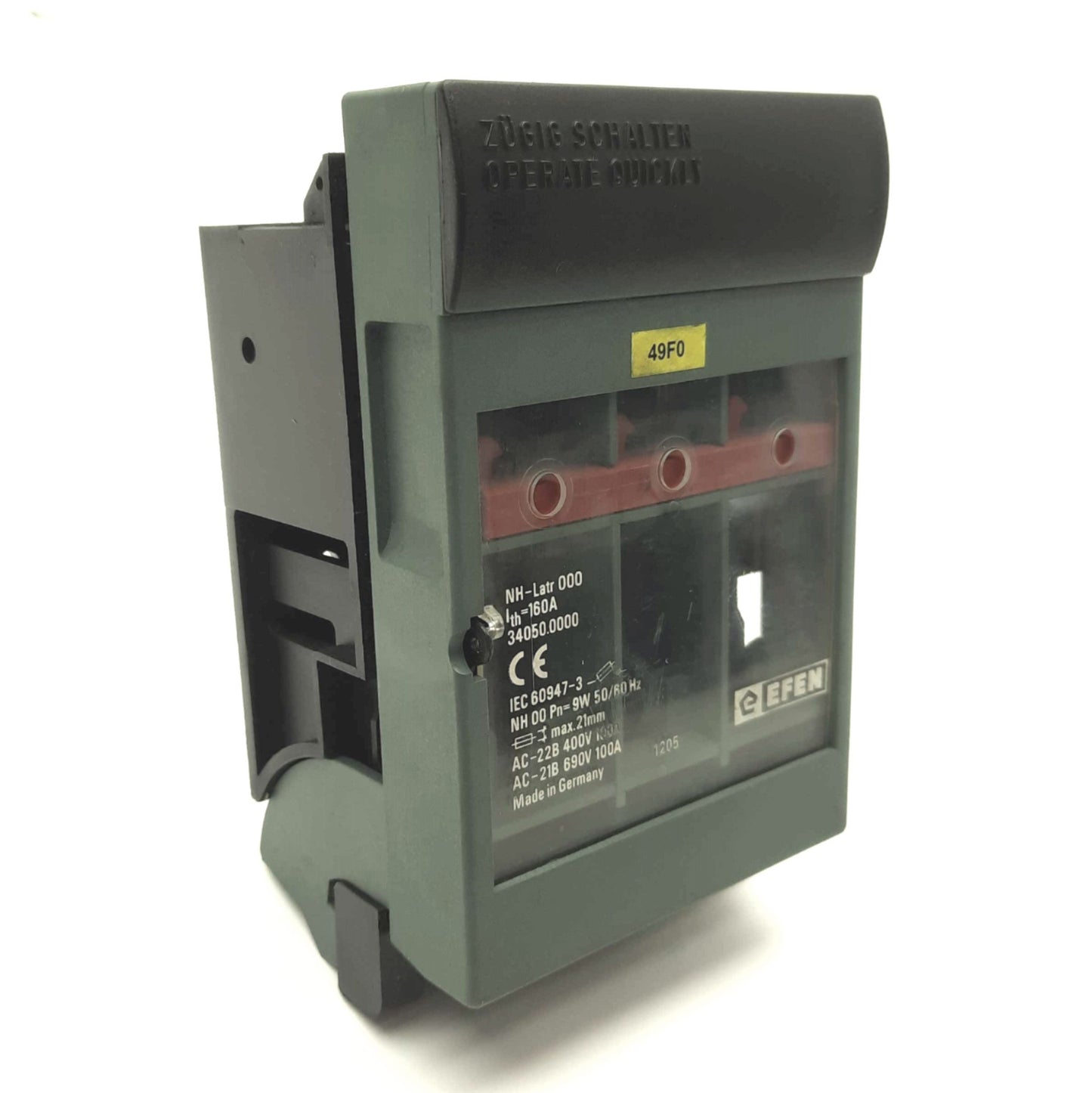 Used EFEN NH-LATR 000 R4R4 Fuse Holder, 3-Pole, Size 000 NH Fuse, 690V 100A Max