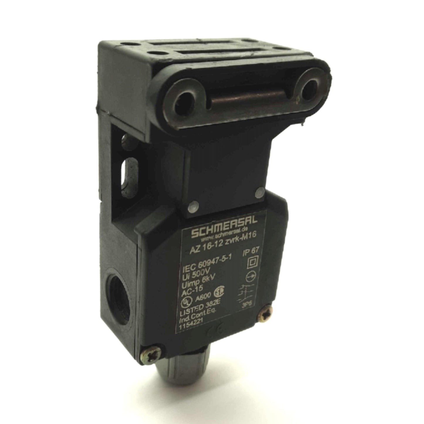 Used SCHMERSAL AZ16-12ZVRK-M16 Safety Door Switch 2x NC 1x NO 230VAC 4 A w/Key & Grip