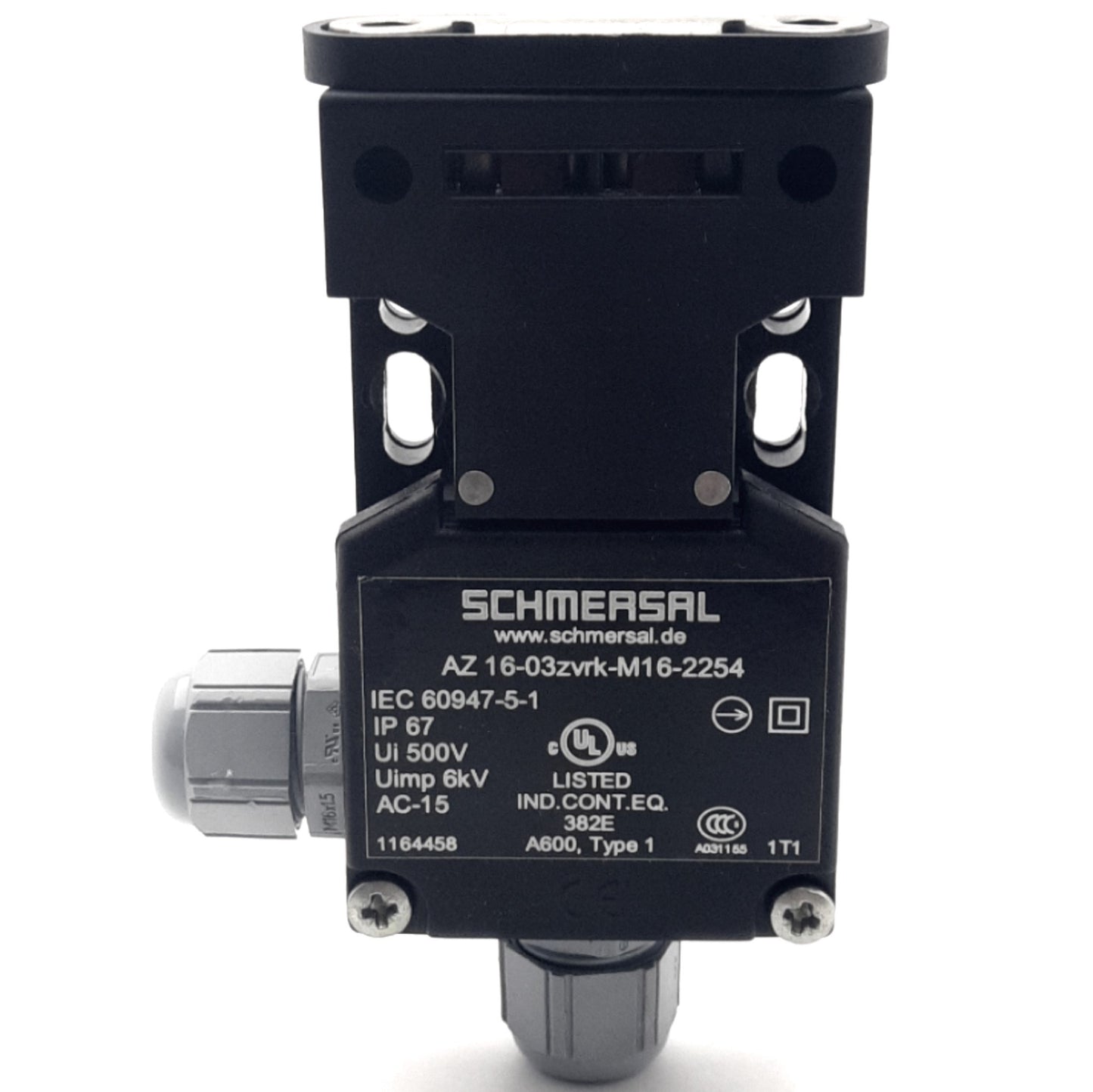 Used Schmersal AZ 16-03ZVRK-M16-2254 Safety Interlock Switch, 3NC Contact, M16 Ports