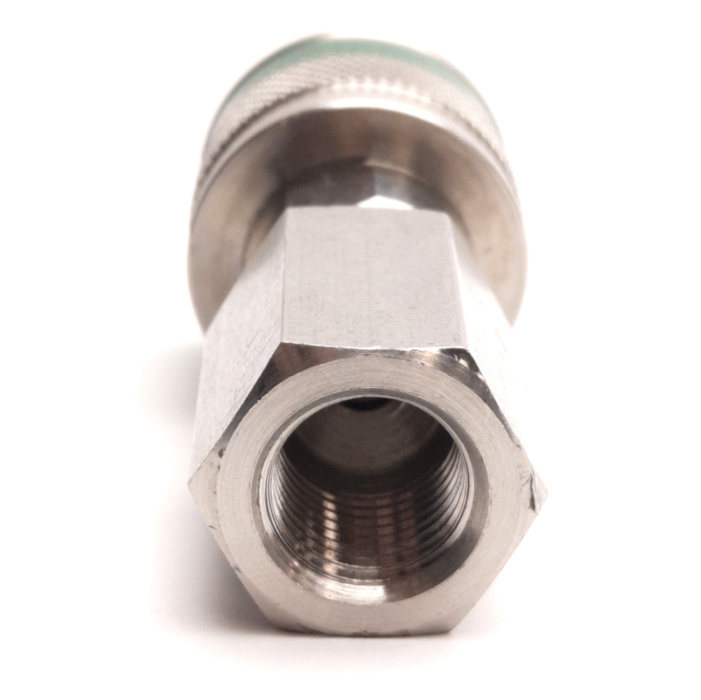 Used Swagelok SS-QC4-Key3 Female QC Bulkhead, 1/4" NPT to Swagelok QC4 Key3