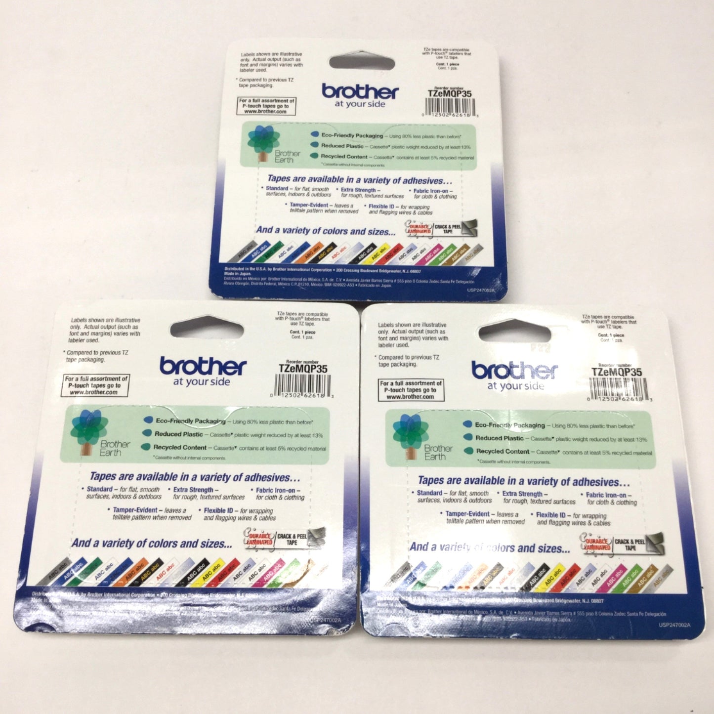 New Lot of 3 Brother TZe-MQP35 P-Touch Label Cartridge White on Berry Pink Tape 1/2"