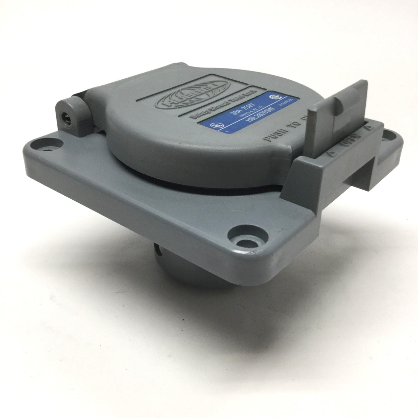Used Hubbell HBL2620SW Watertight Safety Twist-Lock Receptacle 30A, 2P, 3-Wire L6-30R