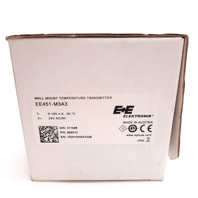 Used Elektronik EE451-M3A3 Wall Mounted Temperature Sensor, 24VAC/DC, 0-10V 0-50øC