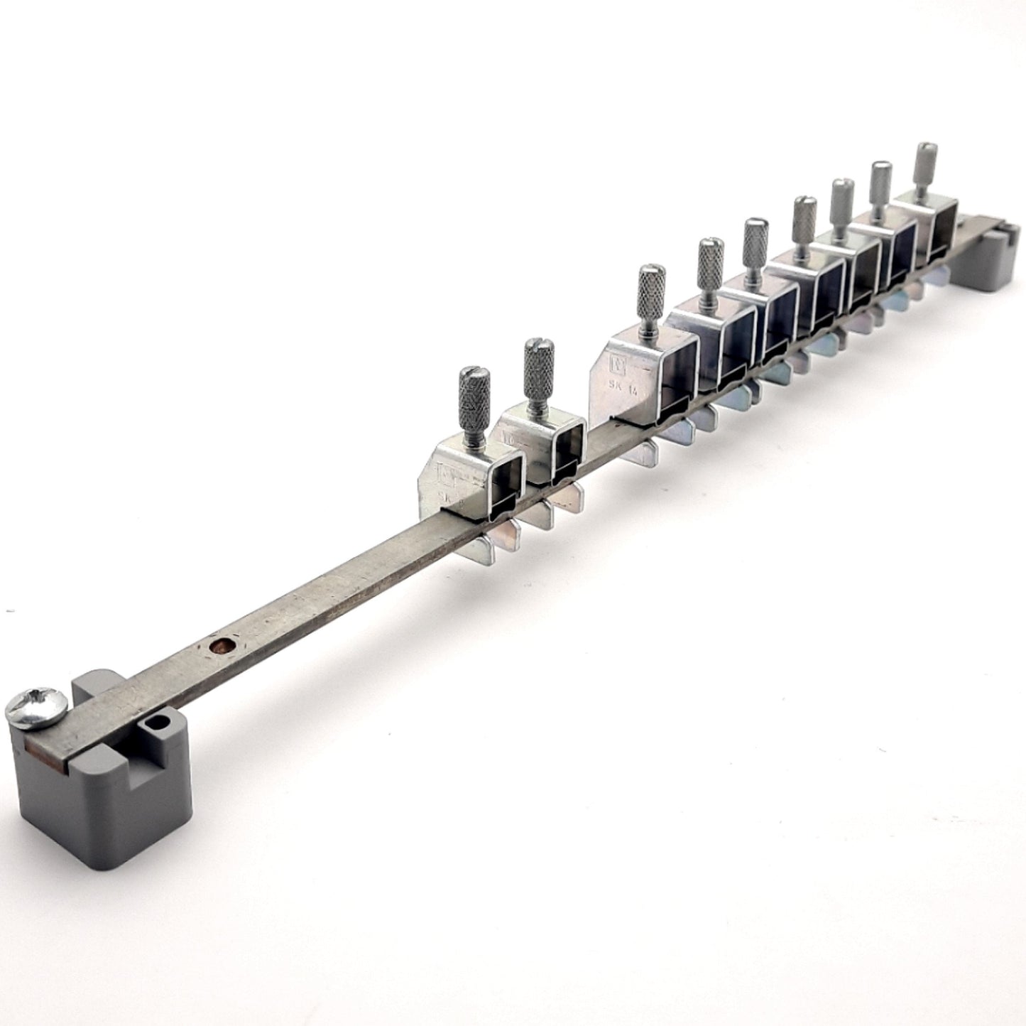 Used Phoenix Contact NLS-CU 3/10 Conductor Rail, 2x AB/SS Brackets, 7x SK14, 2x SK8