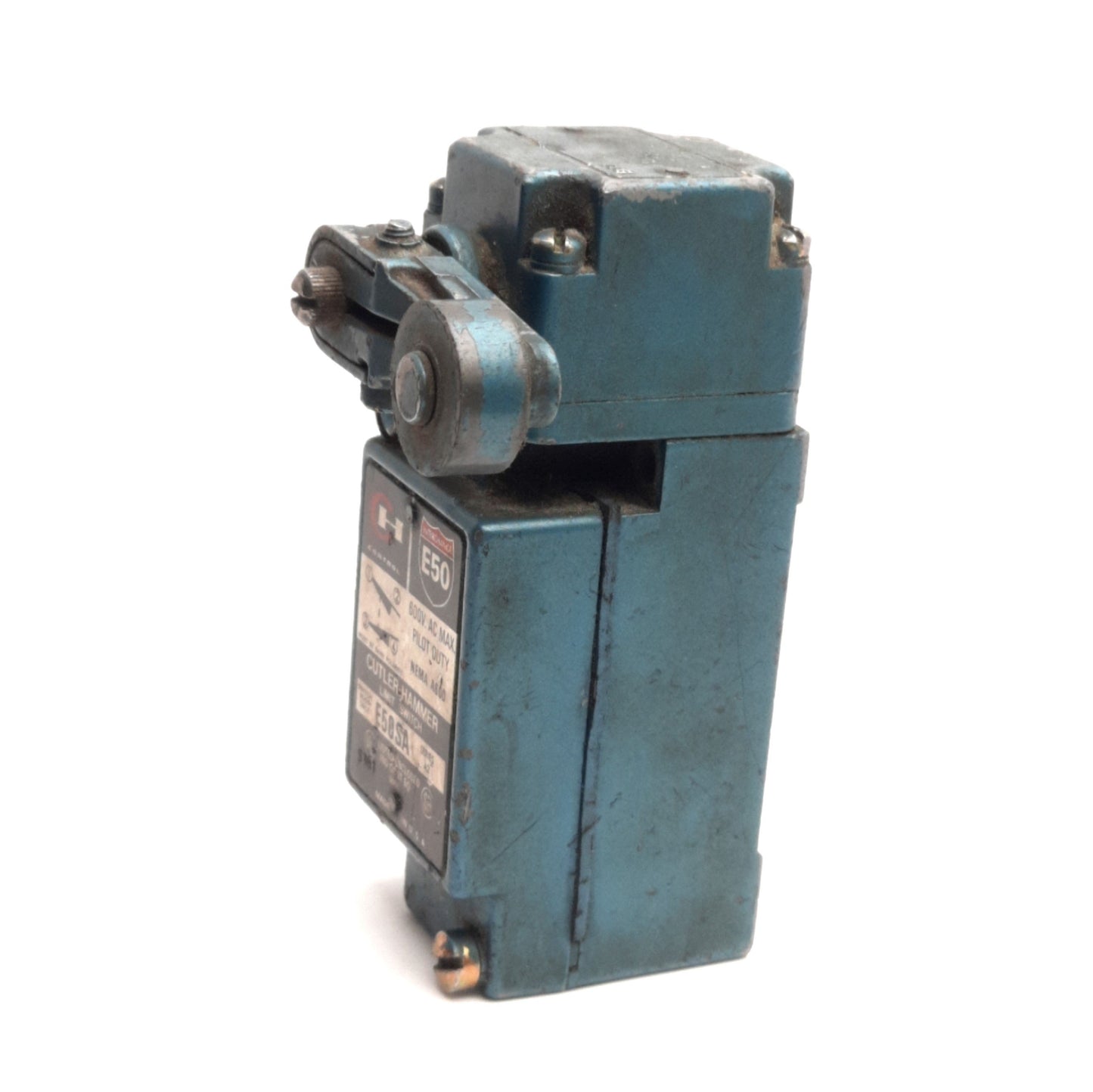 Used Eaton Cutler Hammer E50SA Limit Switch w/ Lever, 1NO/NC, 12VAC 10A / 125VDC 1A