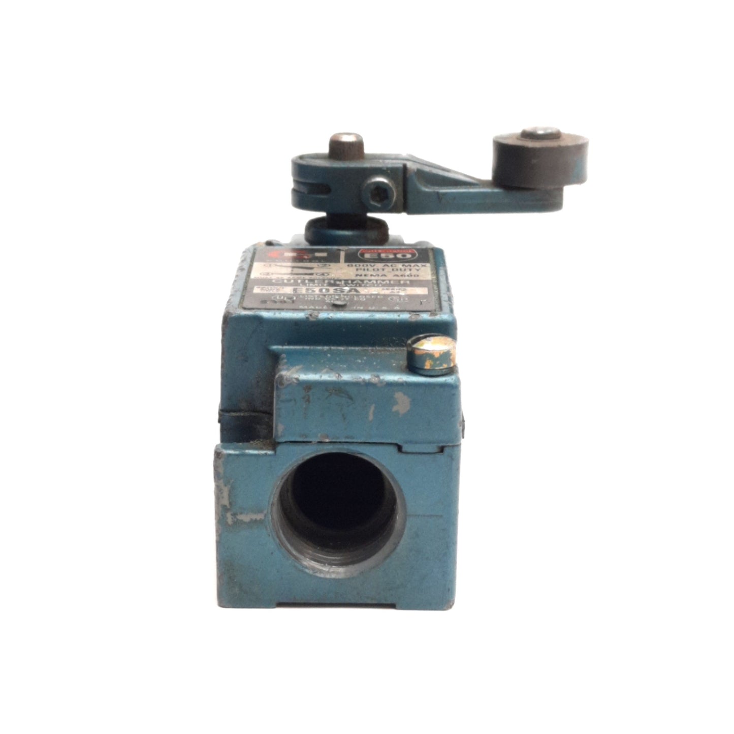 Used Eaton Cutler Hammer E50SA Limit Switch w/ Lever, 1NO/NC, 12VAC 10A / 125VDC 1A