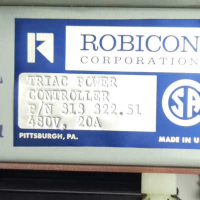 Used Barber Colman 313-322.51 Triac Power Controller Rated: 20A, Input: 480VAC 9.6KVA