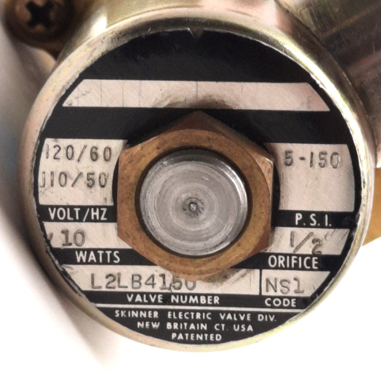 Used Parker L2LB4150 Skinner Solenoid Valve, 1/2" NPT, 5-150 Psi, 120V AC Coil