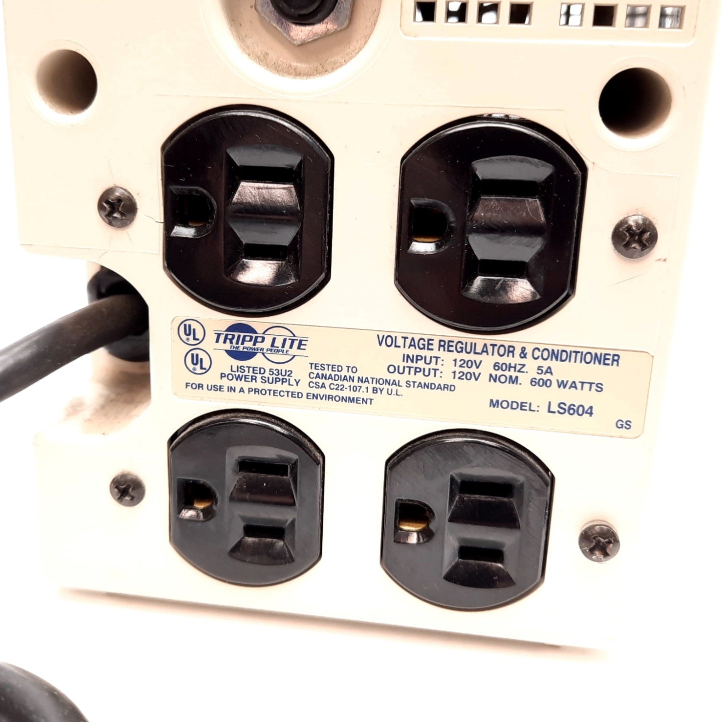 Used Tripp Lite LS604 Voltage Regulator and Conditioner, In: 120V 5A, Out: 120V 600W