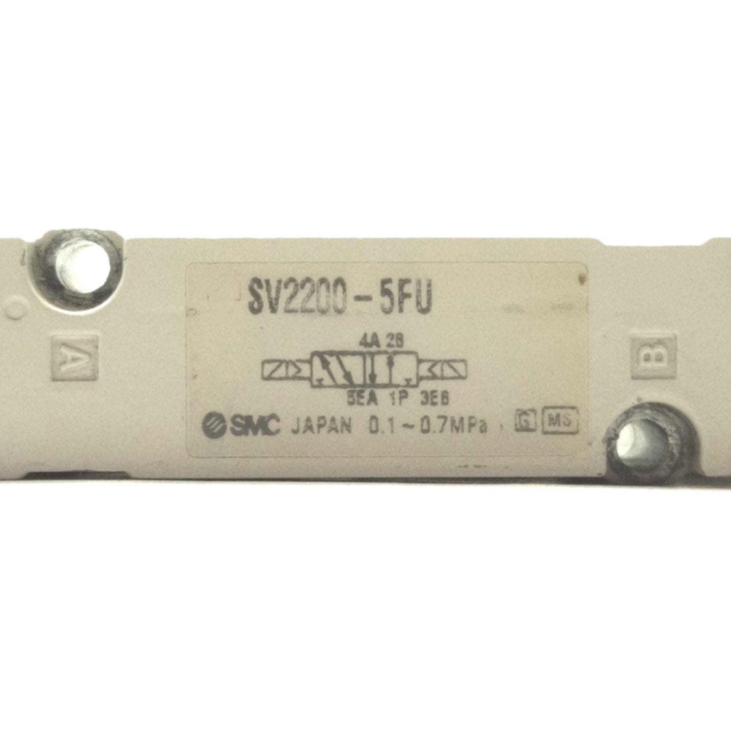 Used SMC SV2200-5FU Solenoid Air Valve, 2-Position 5-Port, 24VDC, 0.15-0.7MPa