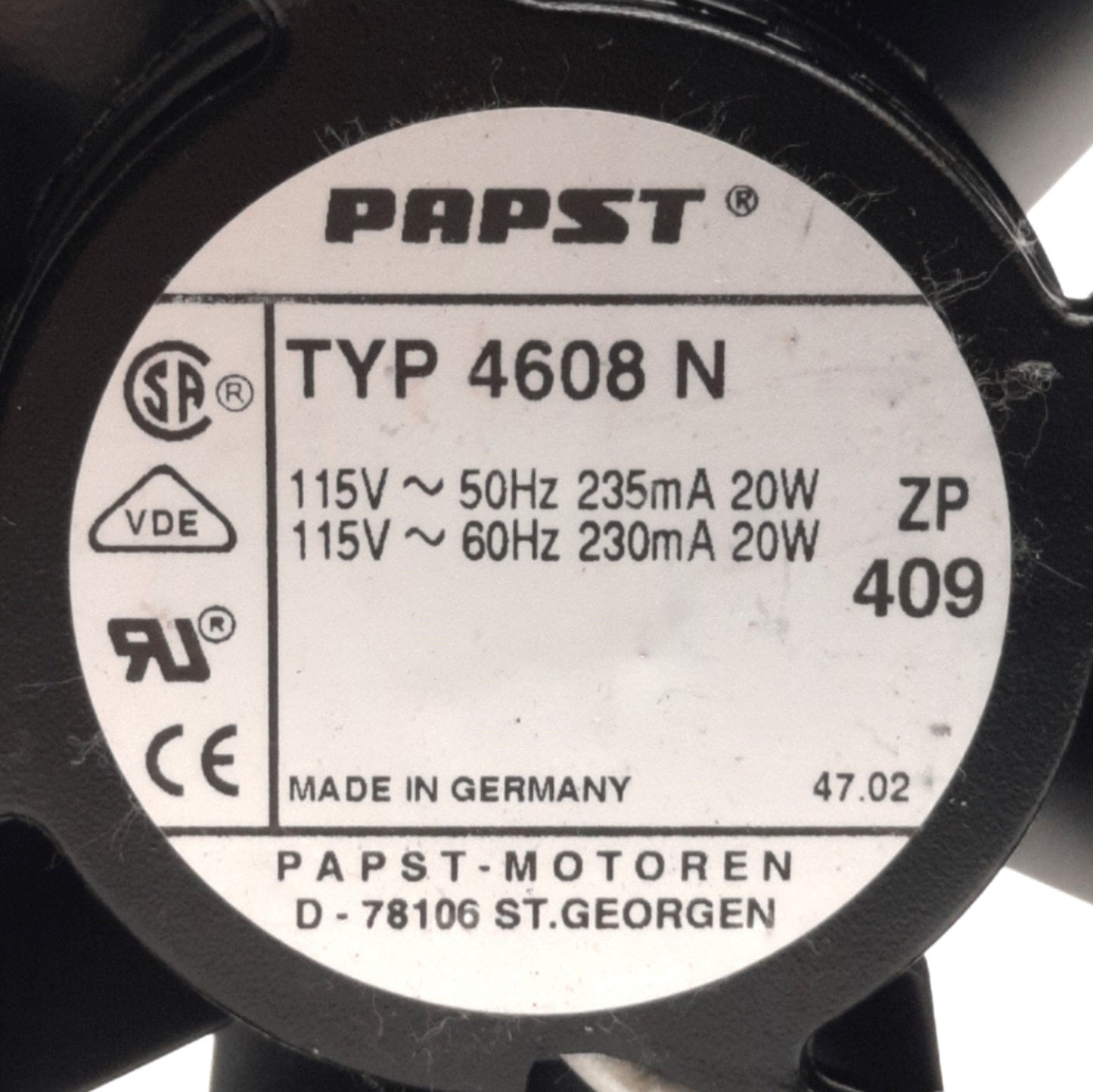 Used EBM-Papst Type 4608N Axial Cooling Fan, 119mm x 119mm x 38mm, 115V AC 20W