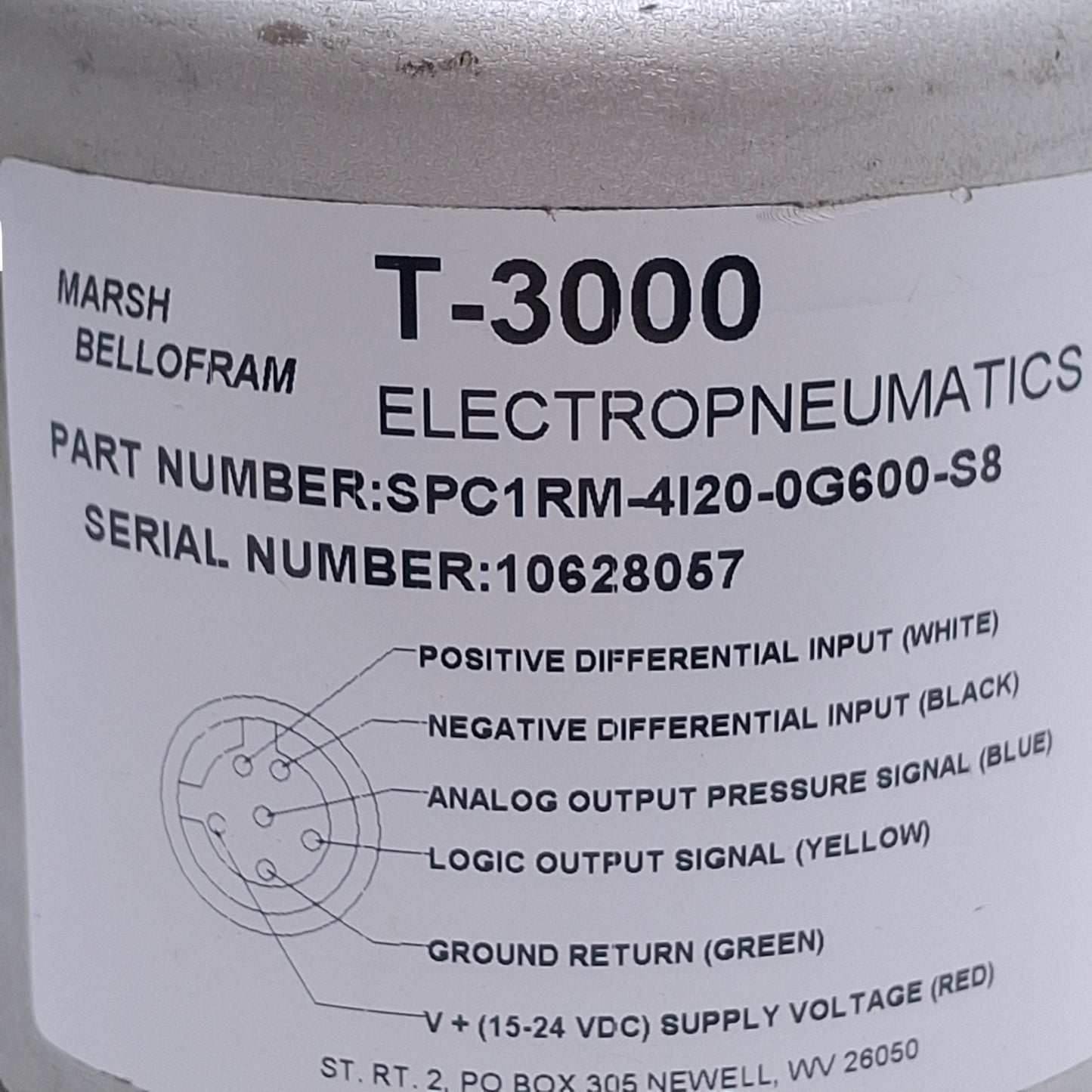 Used Marsh Bellofram T-3000 SPC1RM-4I20-0G600-S8 Electropneumatic Pressure Transducer