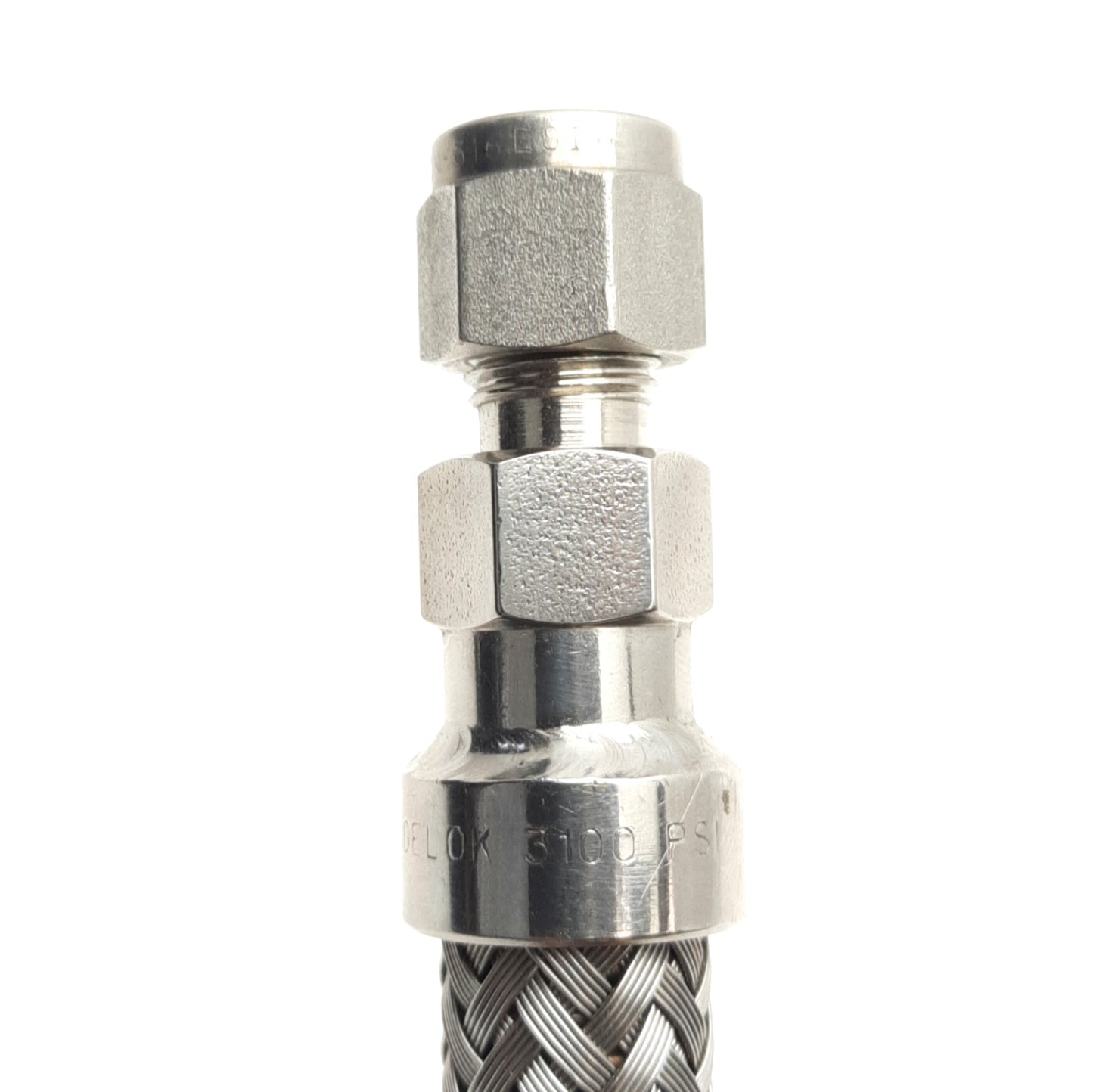 Used Swagelok SS-FM4SL4-24 Stainless Steel Hose, 1/4" Tube, 24" Length, 3100 Psi Max