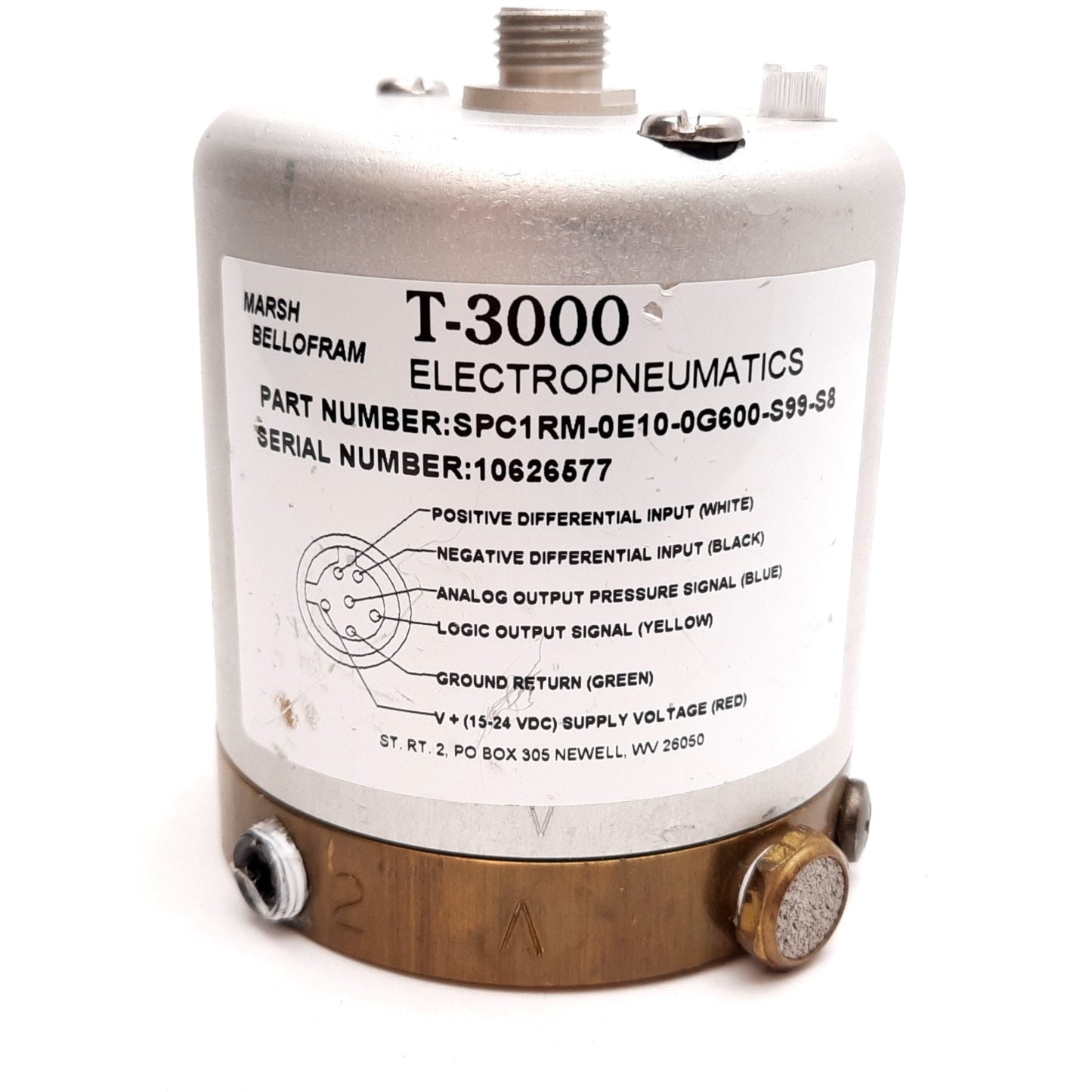 Used Marsh Bellofram SPC1RM-0E10-0G600-S99-S8 Pressure Transducer, 15-24VDC, 0-10V