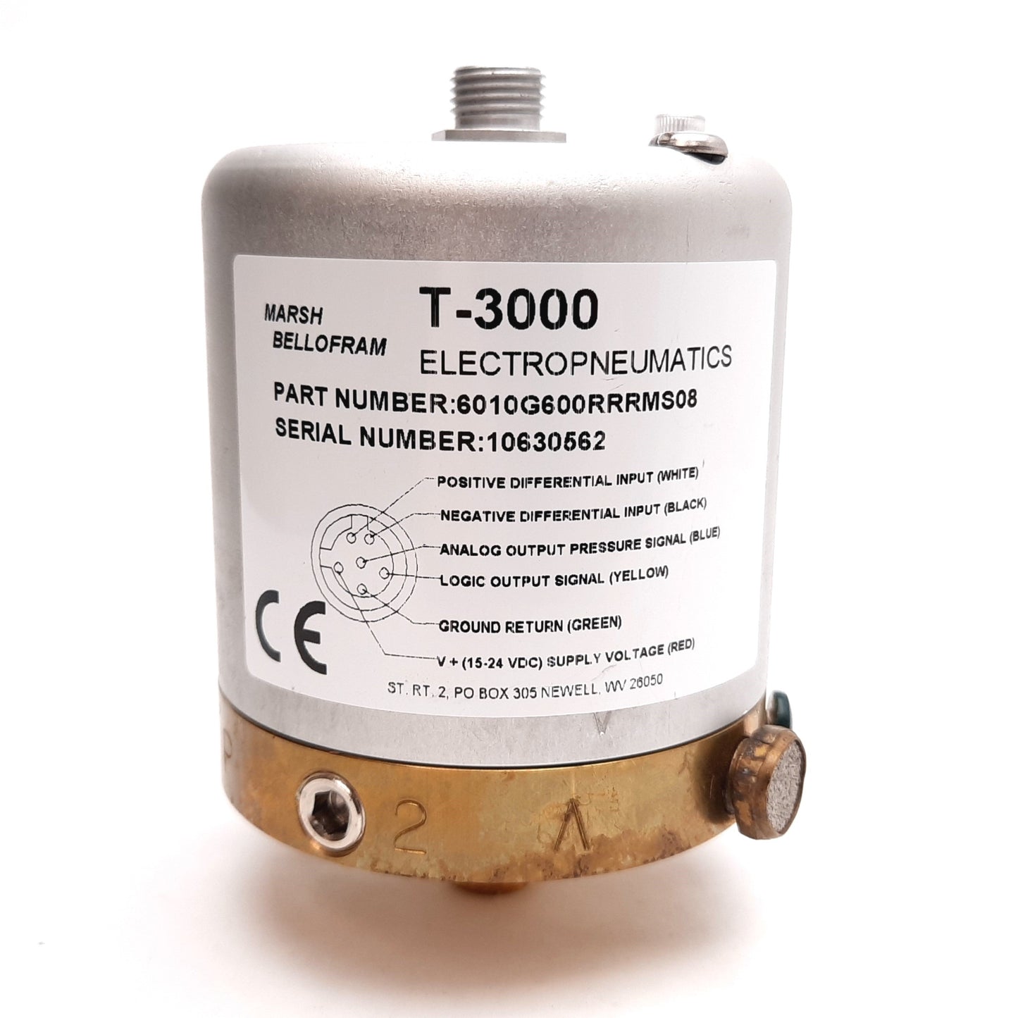 Used Marsh Bellofram T-3000 6010G600RRRMS08 Electropneumatic Pressure Transducer