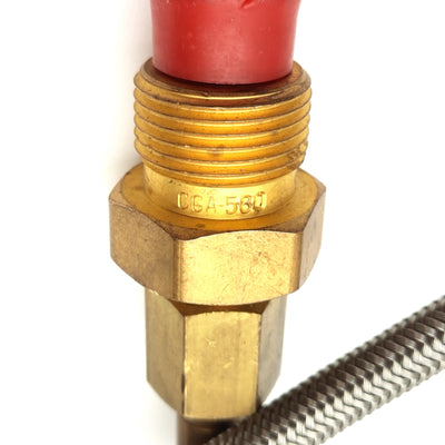 Used Braided Stainless Steel Hose w/ CGA 580 Oxygen Fitting to 1/4" NPT, 3 Ft Length