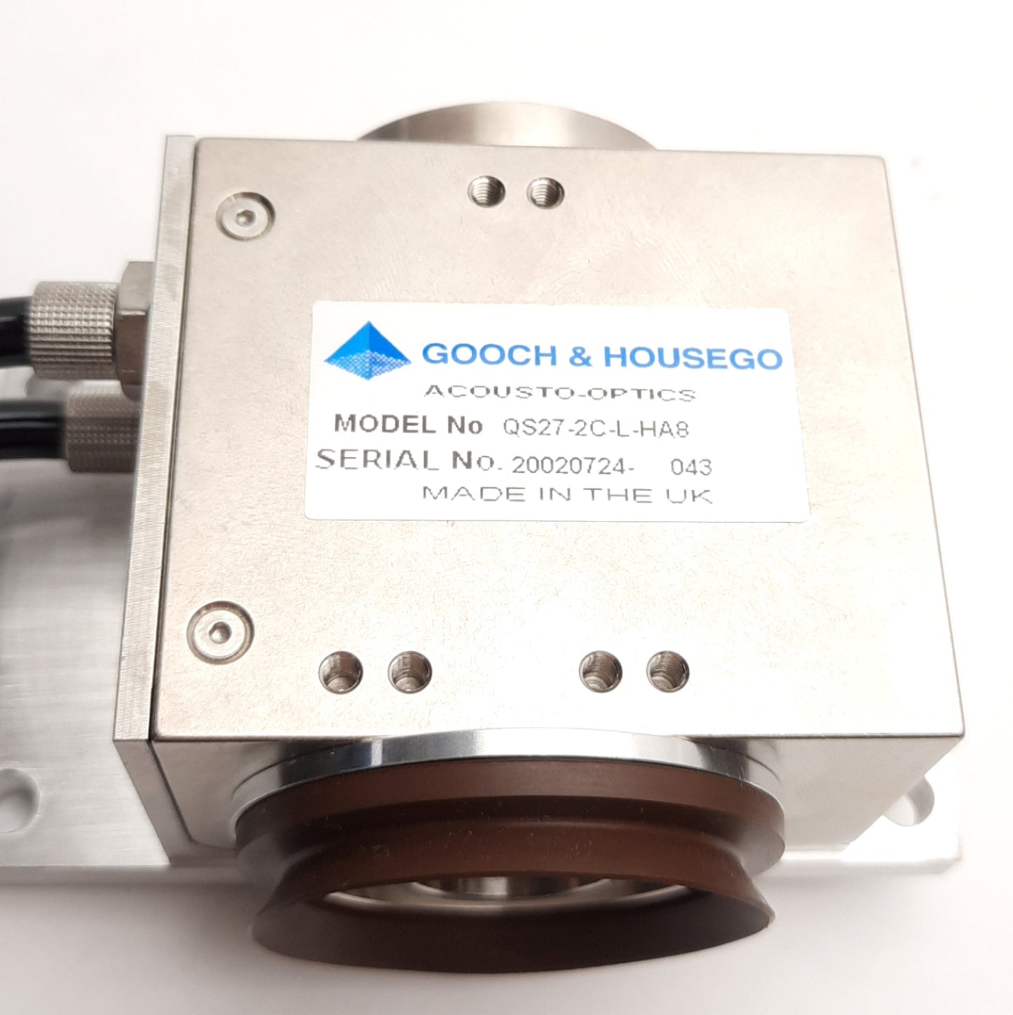 Used Gooch & Housego QS27-2C-L-HA8 Acousto Optics Module, 27MHz, 2mm, Compression