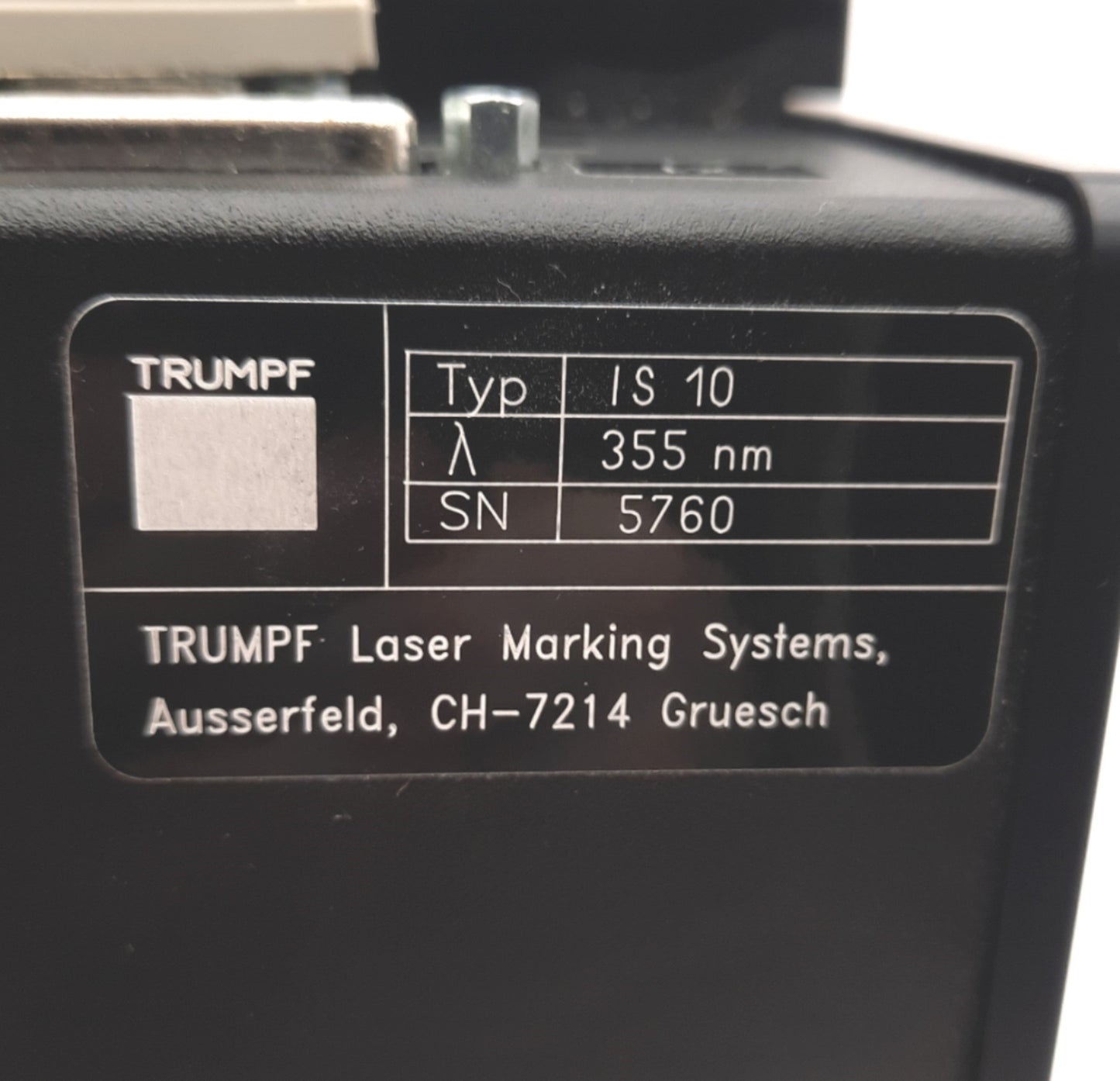 Used TRUMPF IS10 Laser Marking System Head For Trumark 5000 Laser Machine, 355nm