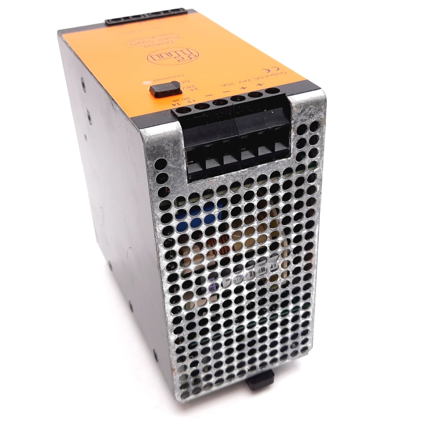 Used IFM DN4034 Power Supply, In: 3-Phase 380-480VAC 0.9-0.65A, Out: 24VDC 20A 480W
