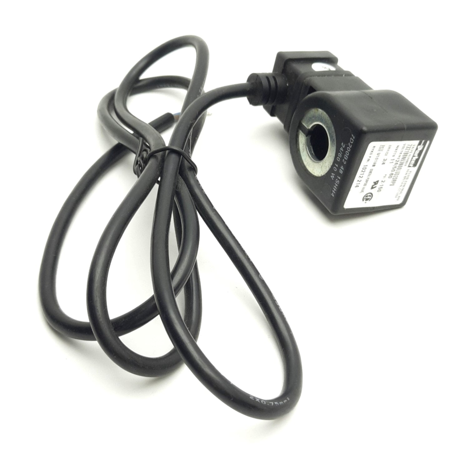 Used Parker 7321BBN53N00LUD2DRP0 Solenoid Coil, 24V AC 50/60HZ 11W, DIN Spade