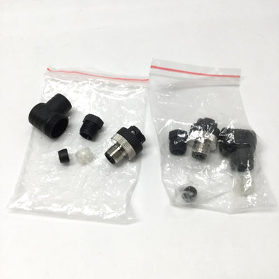 New Lot of 2 Field Attachable Sensor Cable Plug Right-Angle Connector M12 4-Pin Male