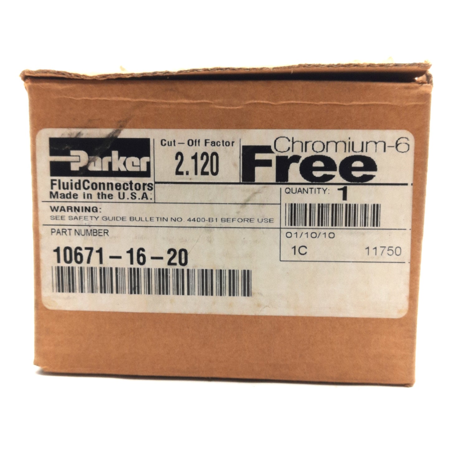 New – Open box Parker 10671-16-20 Female Straight Swivel Fitting, 1" SAE45° to 1-1/4" JIC37°