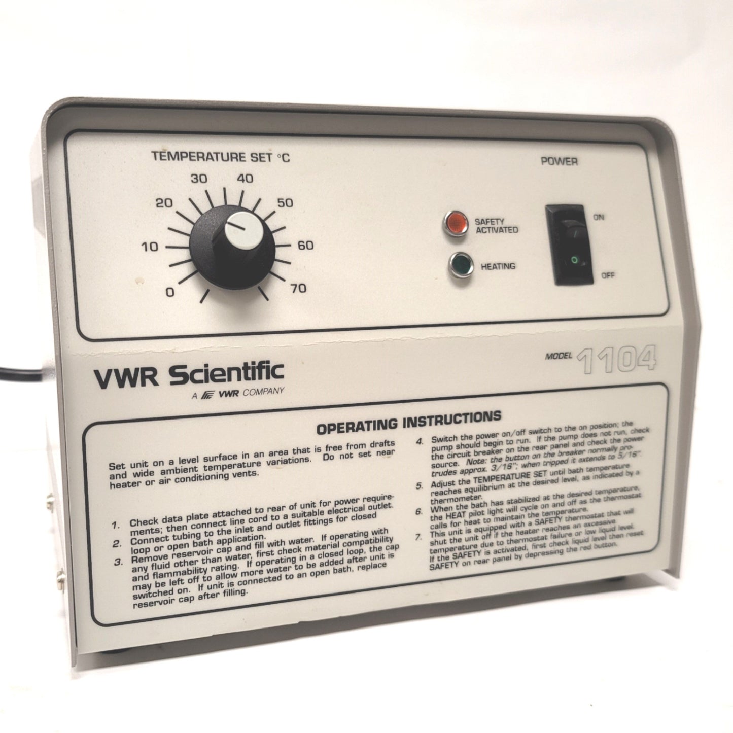 Used VWR 1104 Heated Recirculator 750W, 3GPM, 1/2"NPT, 120VAC 7A, Ambient to 70°C