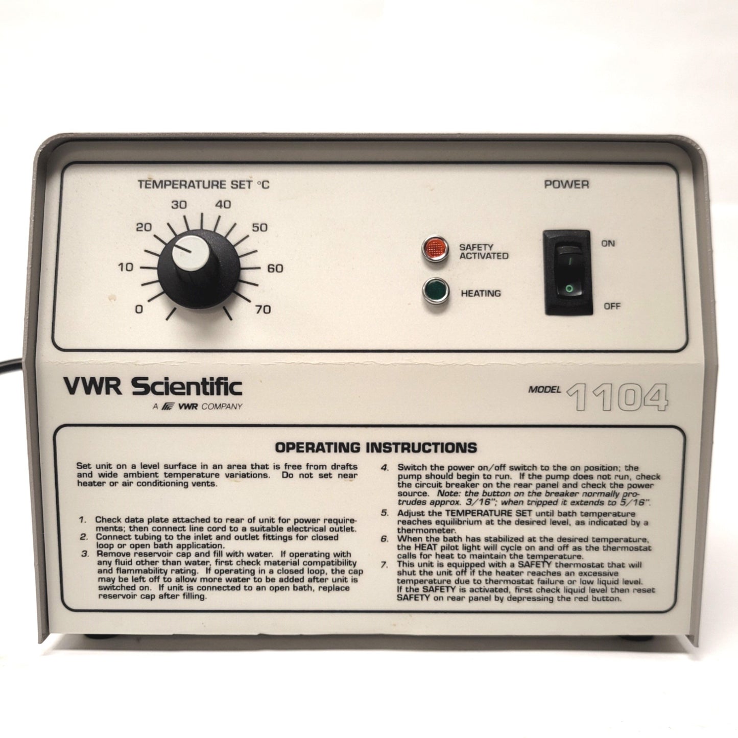 Used VWR 1104 Heated Recirculator 750W, 3GPM, 1/2"NPT, 120VAC 7A, Ambient to 70°C