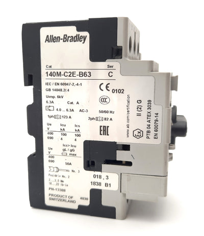 Used Allen Bradley 140M-C2E-B63 Circuit Breaker, Voltage: 480/277 VAC, 50/60Hz