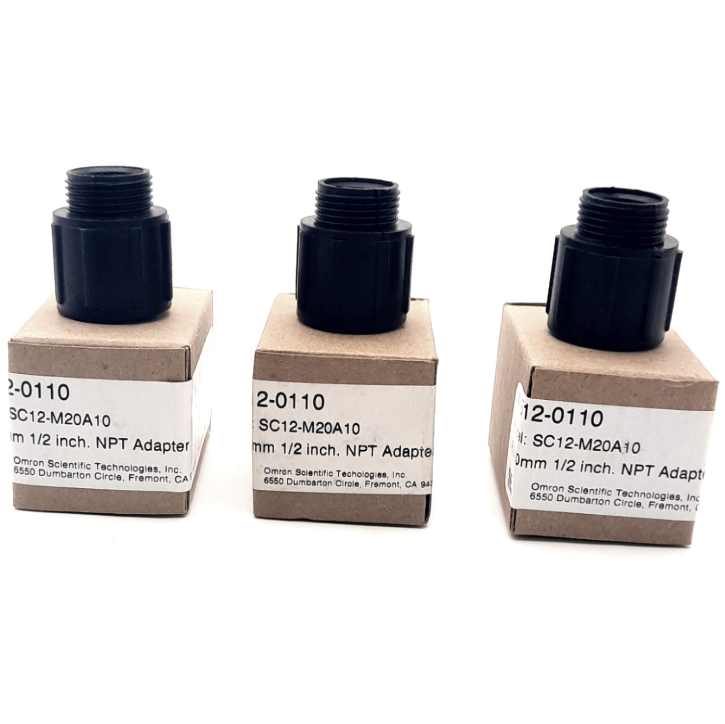 Used Lot of 3 Omron SC12-M20A10 Plastic Adapter Fitting, M20 to 1/2" NPT, 1-1/4" Long