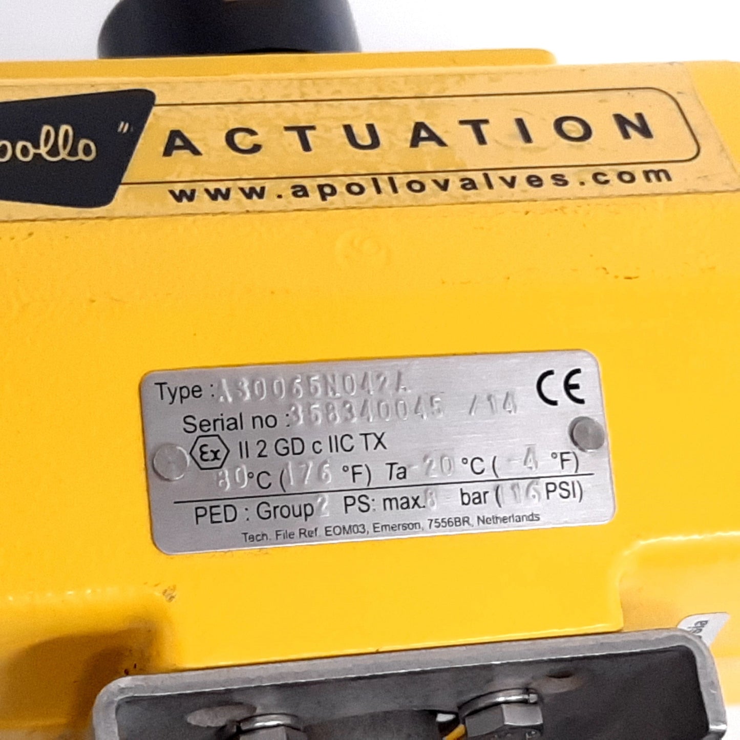 Used Apollo AS0065N042A Actuator with 87A10735A Ball Valve, Size: 1-1/2", 1/4" NPT