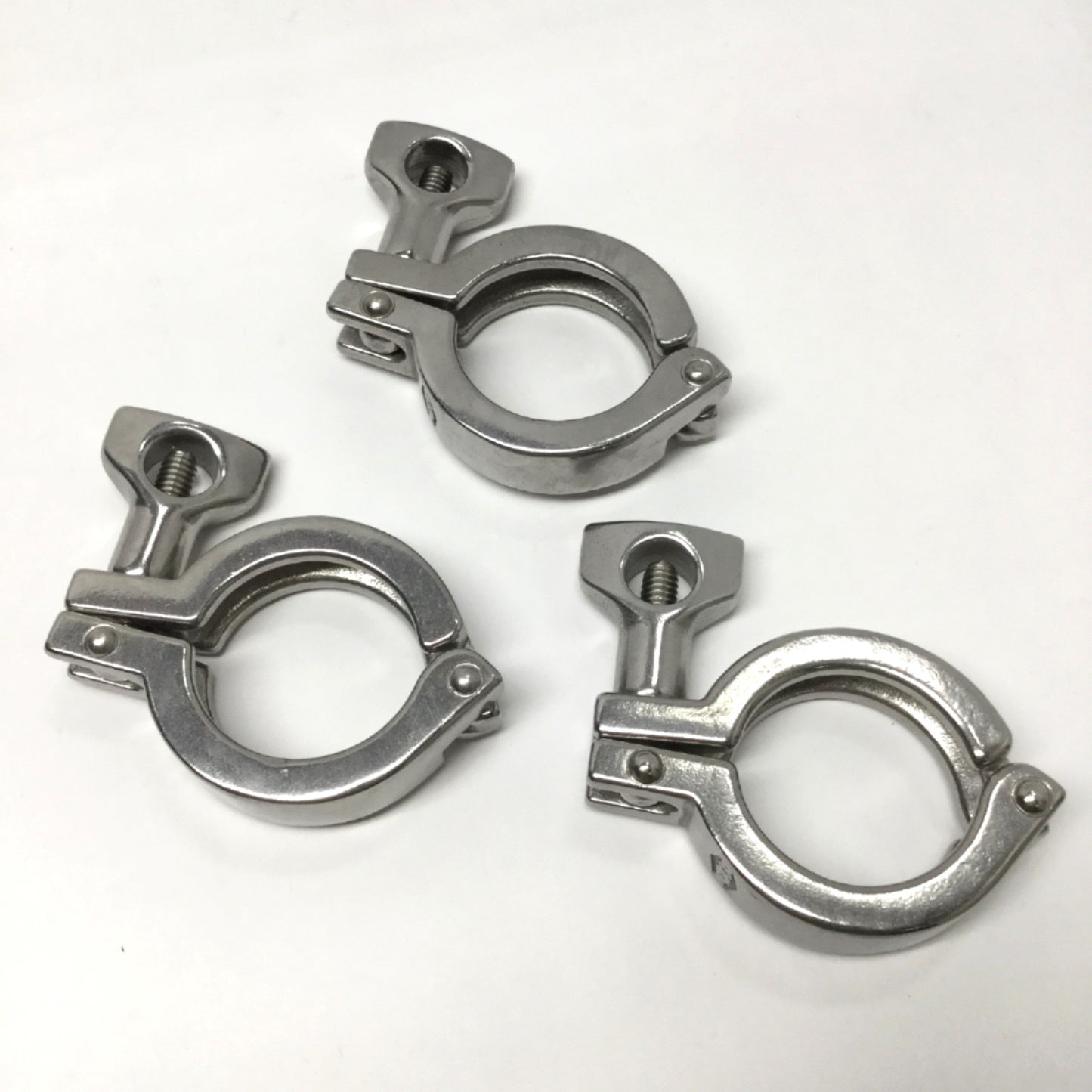 Used Lot of 3 Dixon 13MHHM100-150 1 to 1-1/2" Single-Pin Sanitary Wing Nut Tri Clamps