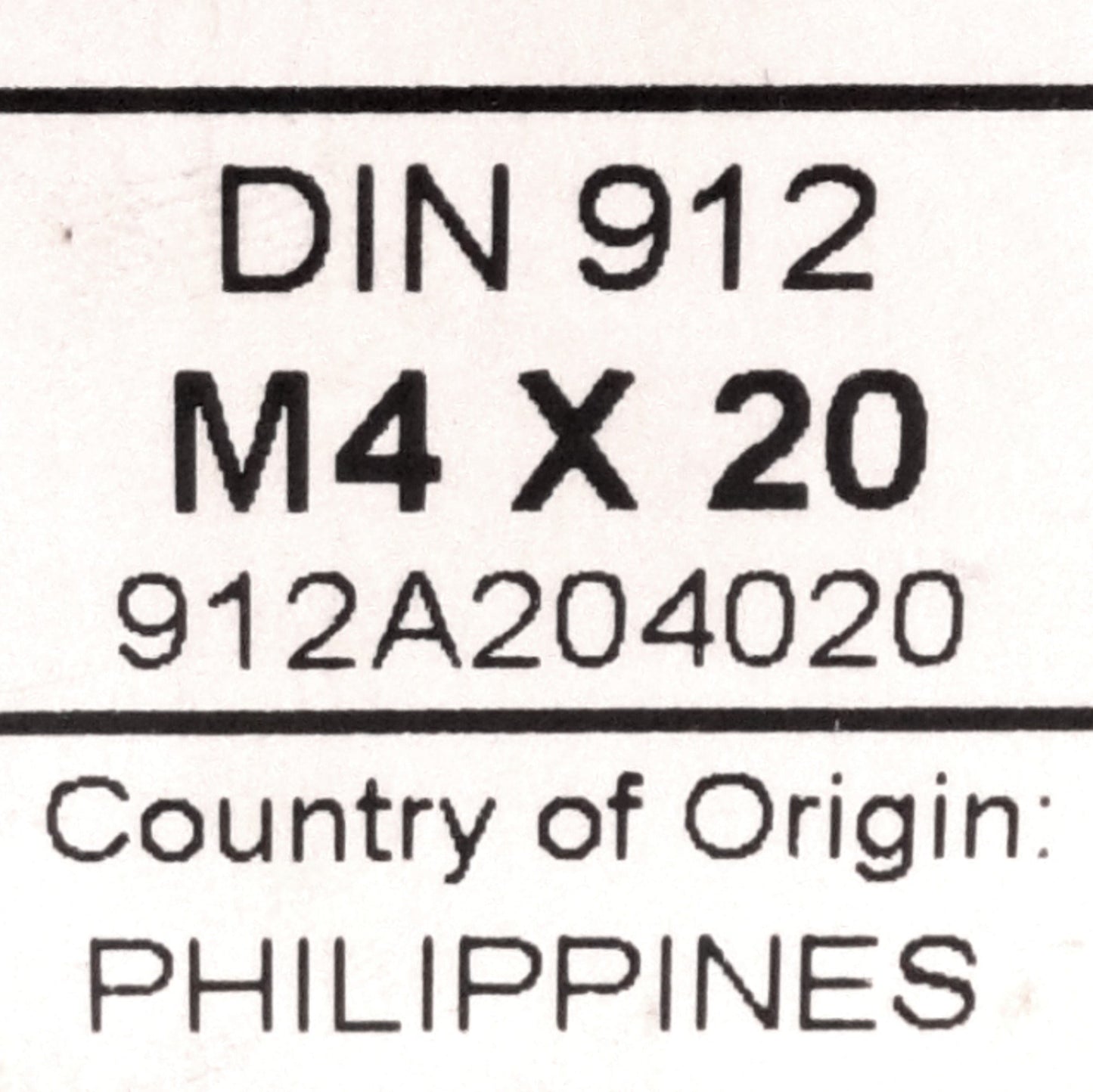 Used Lot of 500 Eurolink 912A204020 A2 Steel Socket Head Cap Screw, DIN 912, M4 x 20