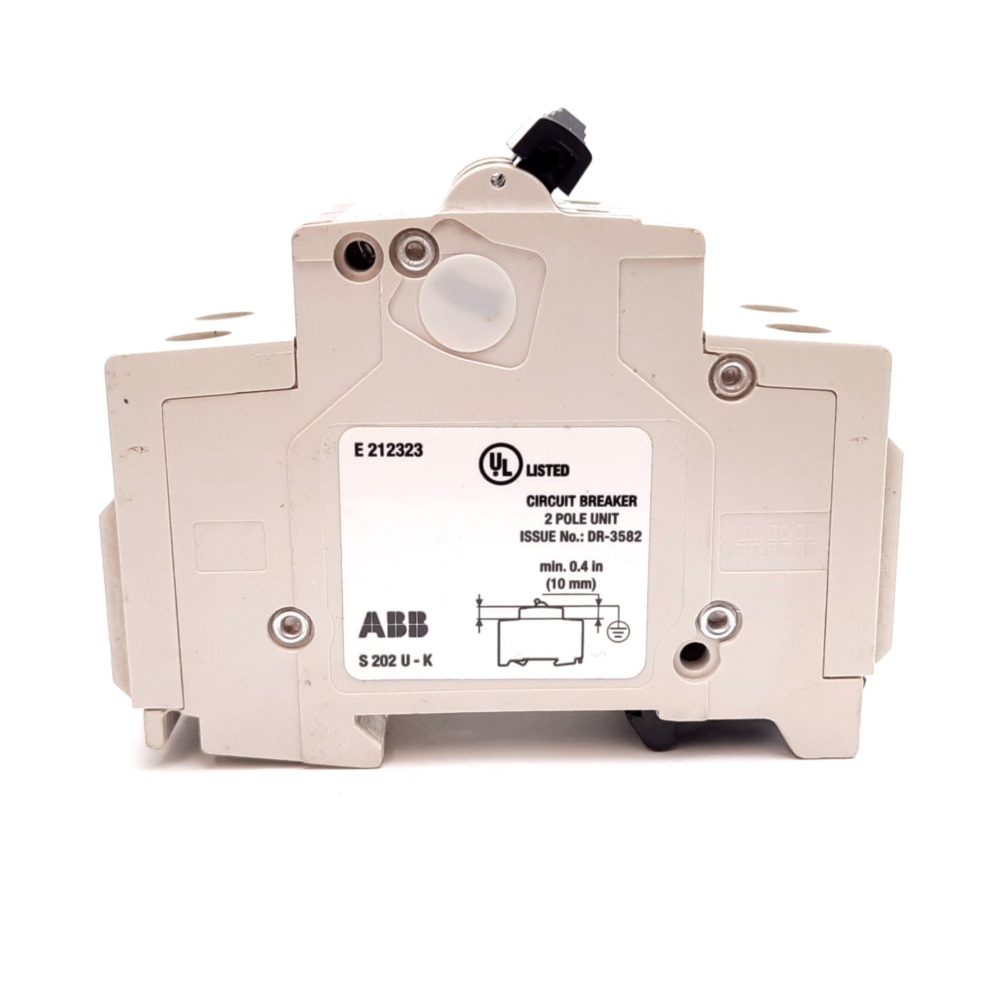 Used ABB S202U-K10 Circuit Breaker, 2-Pole, K-Curve, Rating: 10A 240VAC, DIN Rail