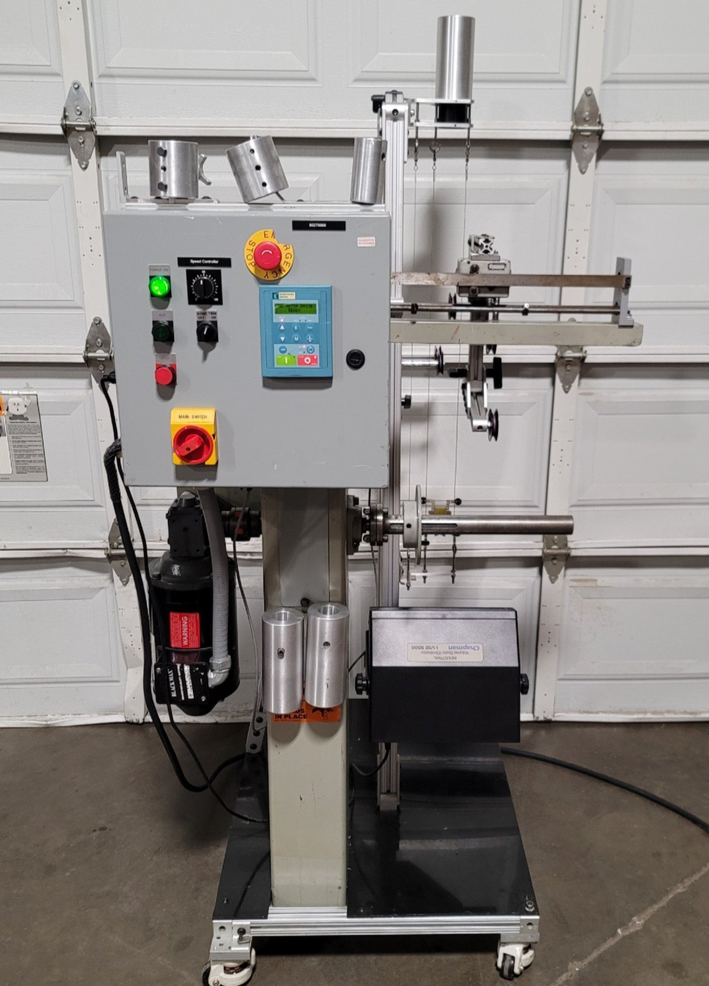 Used Progressive Machine Co S109-RH Single Spindle Traverse Winder W/ Loop Controller