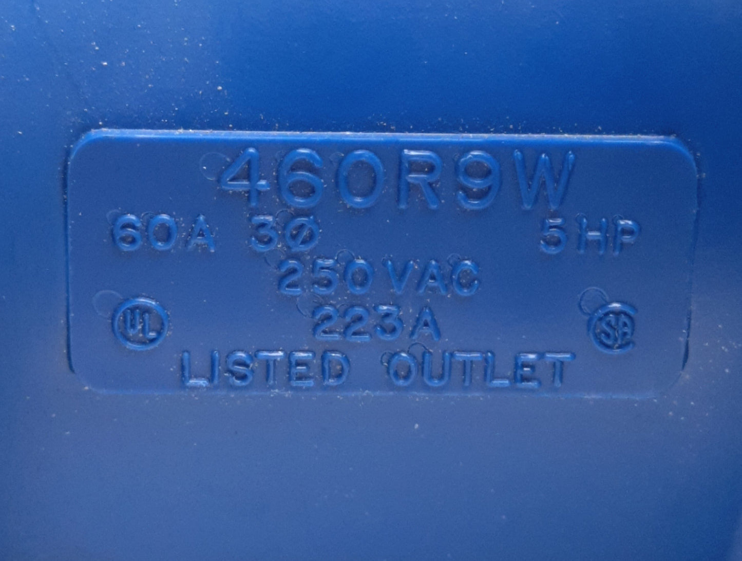 Used Hubbell 460R9W Pin & Sleeve Receptacle 3-Poles, 250V AC 3-Ph, 60A, 15000W