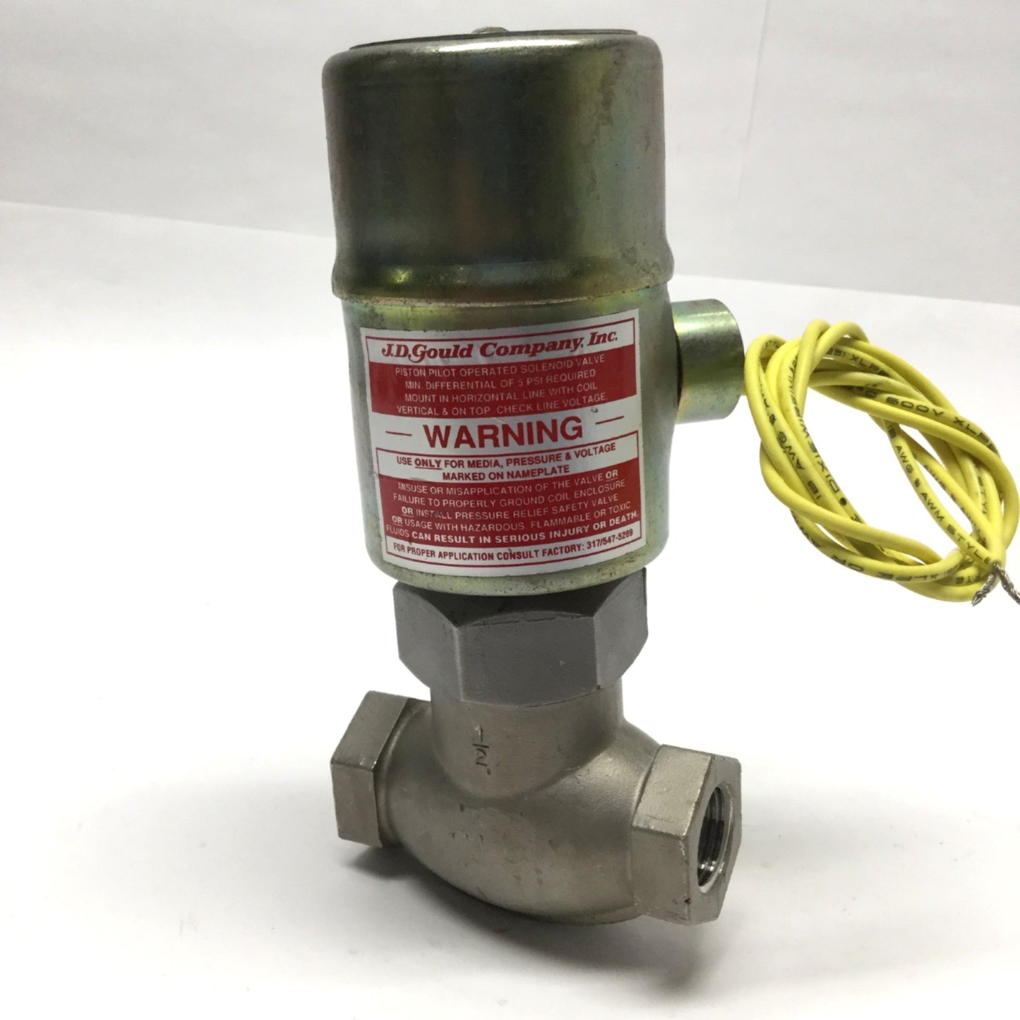 Used Gould KX3EPEP62 Deionized Water Solenoid NC Valve, 5-60psi, 1/2" NPT, 120VAC