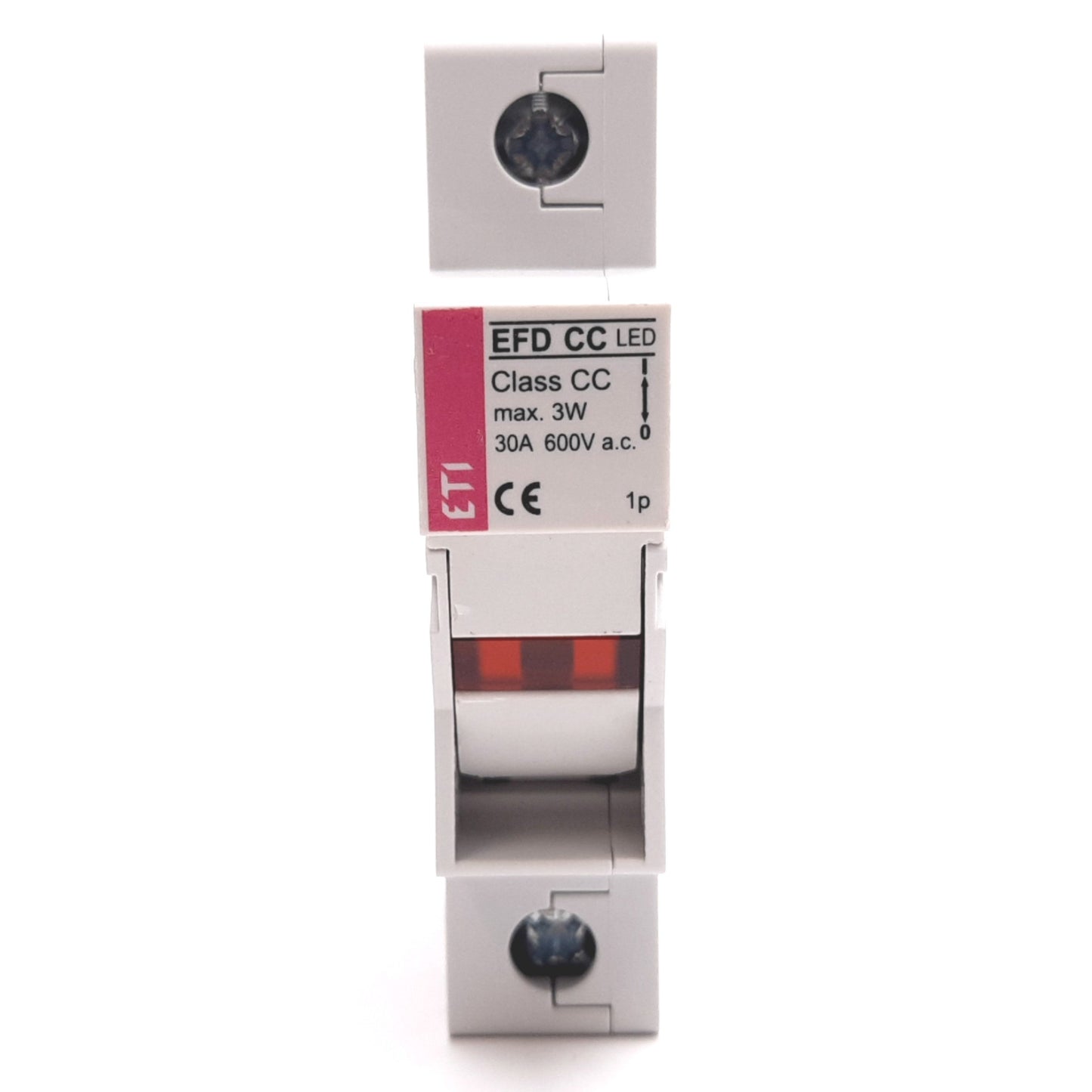 New ETI 002540111 EFD CC Fuse Holder, 1-Pole, Class CC Fuses, 600VAC 30A, DIN Rail
