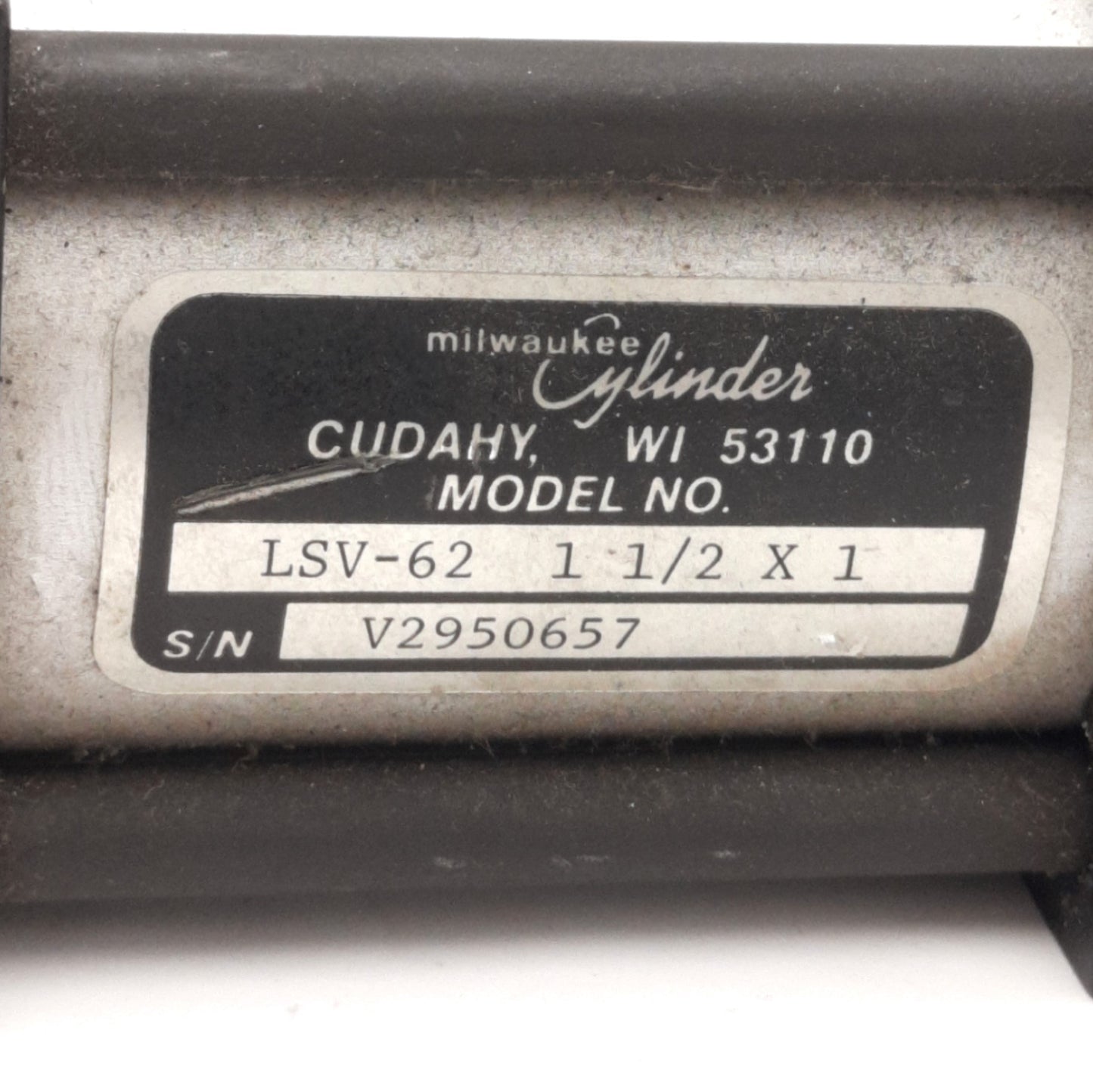 Used Milwaukee Cylinder LSV-62 1 1/2 X 1 Double Acting Cylinder, 1" Stroke, 1/4"NPT