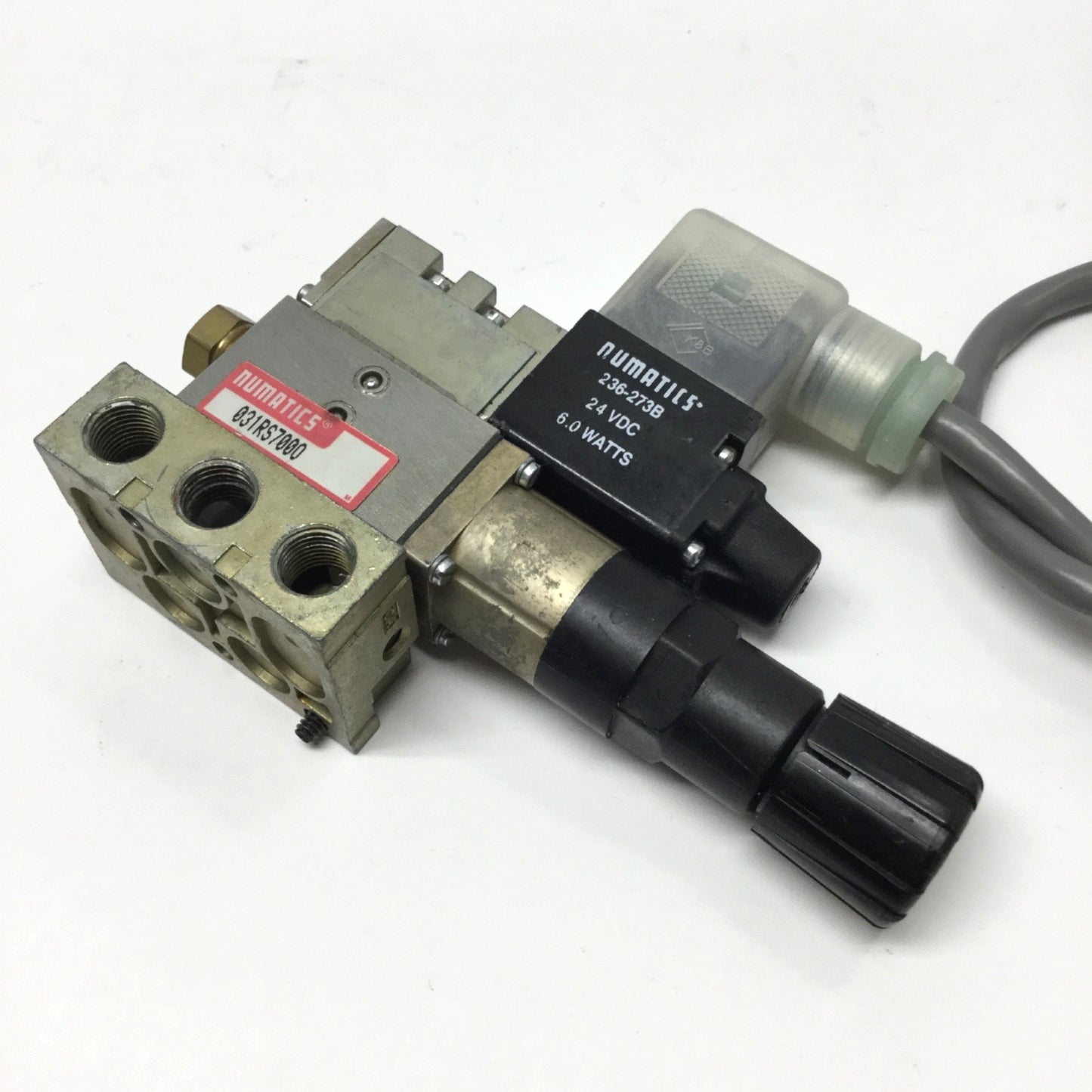 Used Numatics 031SA4004011B Solenoid Valve w/Regulator, 2-Position 4-Way, 24VDC