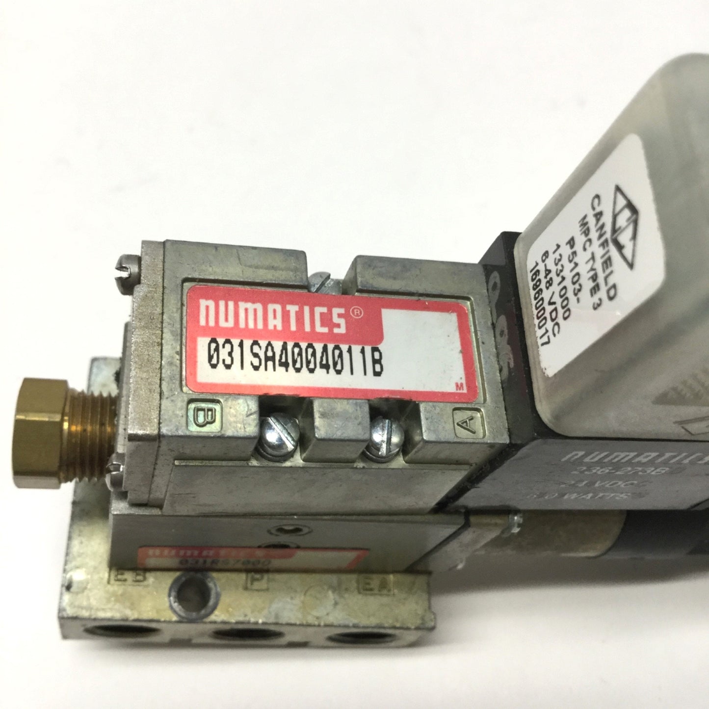 Used Numatics 031SA4004011B Solenoid Valve w/Regulator, 2-Position 4-Way, 24VDC