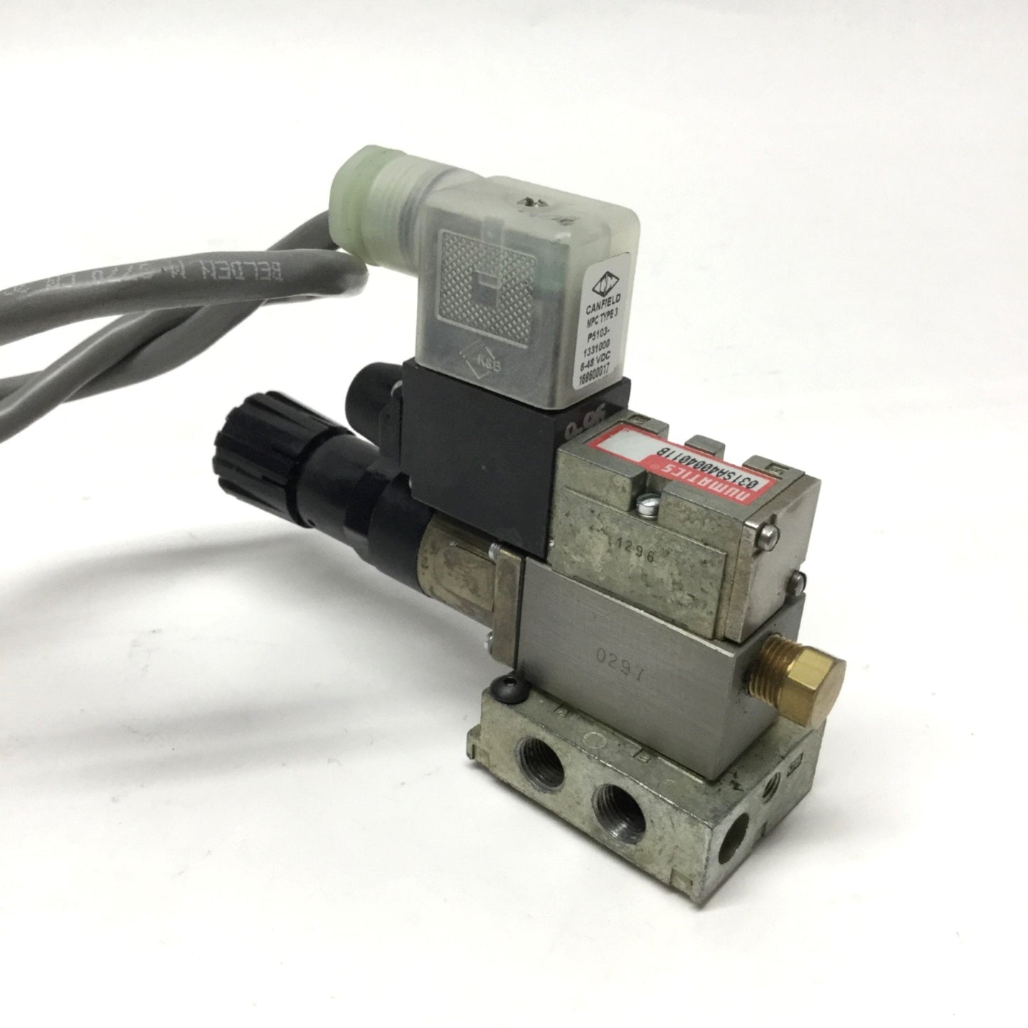 Used Numatics 031SA4004011B Solenoid Valve w/Regulator, 2-Position 4-Way, 24VDC