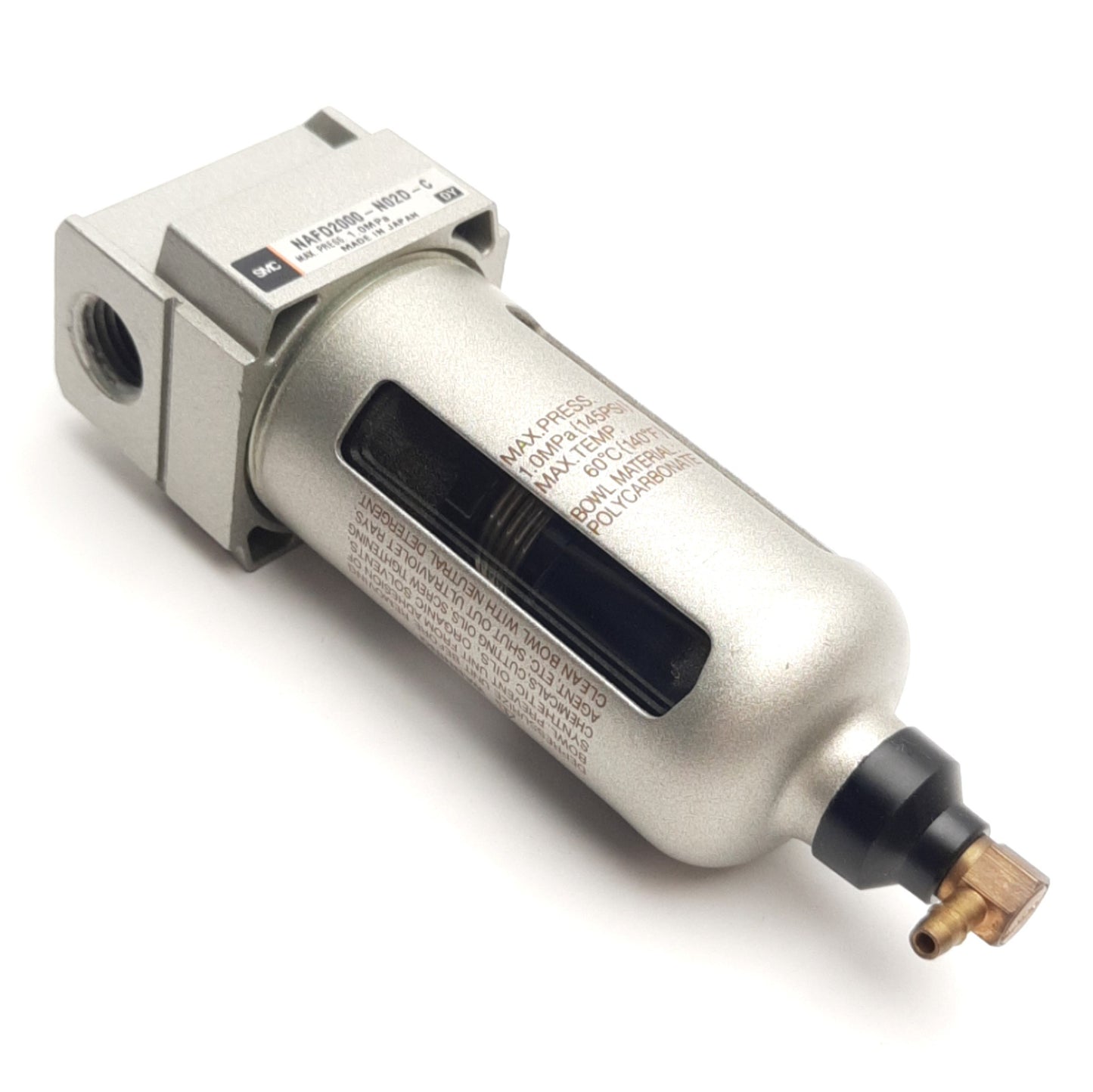 Used SMC NAFD2000-N02-C Miniature Pneumatic Filter, 5µm Filter, 150psig Max, 1/4" NPT