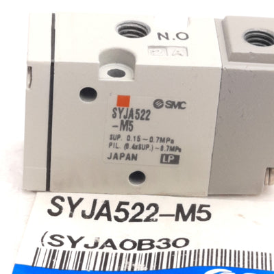 New SMC SYJA522-M5 Pneumatic Pilot Valve, 2-Pos 3-Port N/O 0.15-0.7MPa M5x0.8