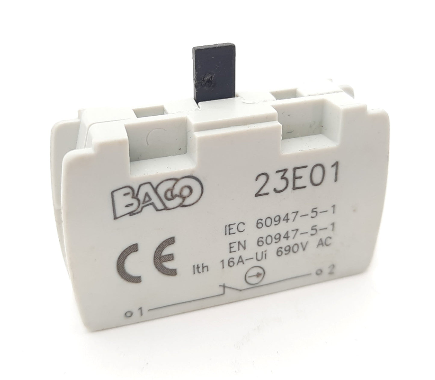 Used Lot of 2 Baco 23E01 Contact Block 380-690VAC 16Amp 1 N.C.