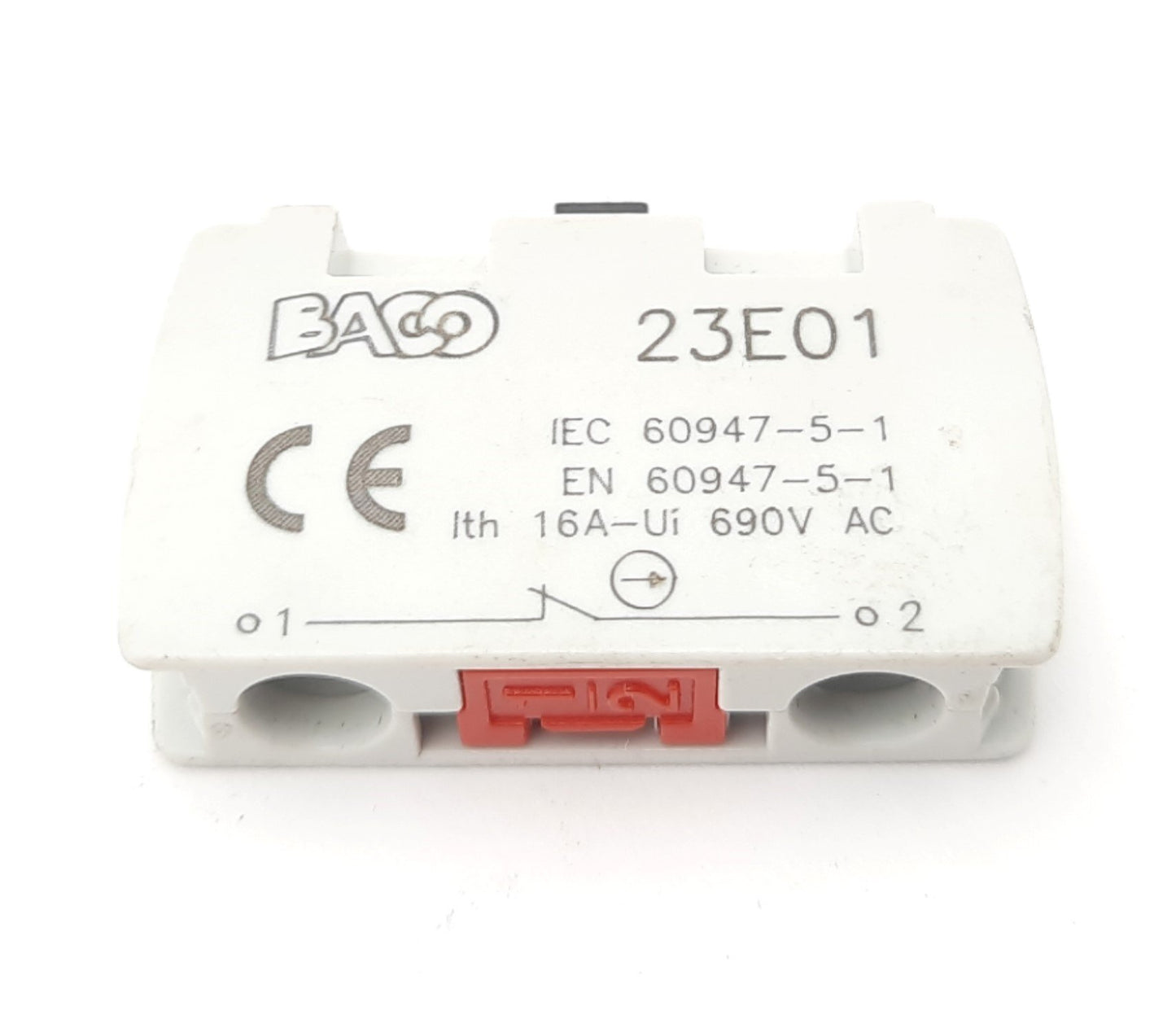 Used Lot of 2 Baco 23E01 Contact Block 380-690VAC 16Amp 1 N.C.