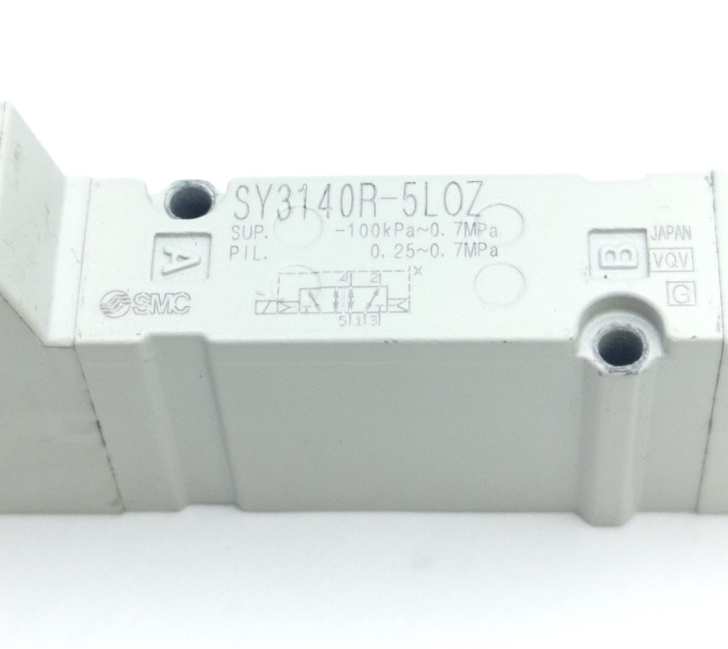 Used SMC SY3140R-5LOZ Solenoid Valve, 2-Pos 5-Port, 0.7MPa Max, 24V DC Coil